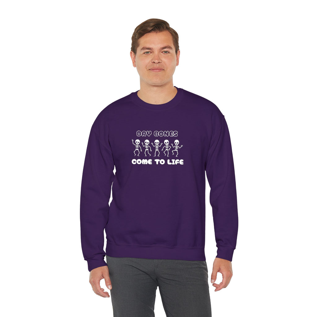 Embroidered Dry Bones Sweatshirt, Ghostly Vibes Unisex Crewneck, Casual Fall Fashion, Halloween Costume, Perfect for Trick or Treating