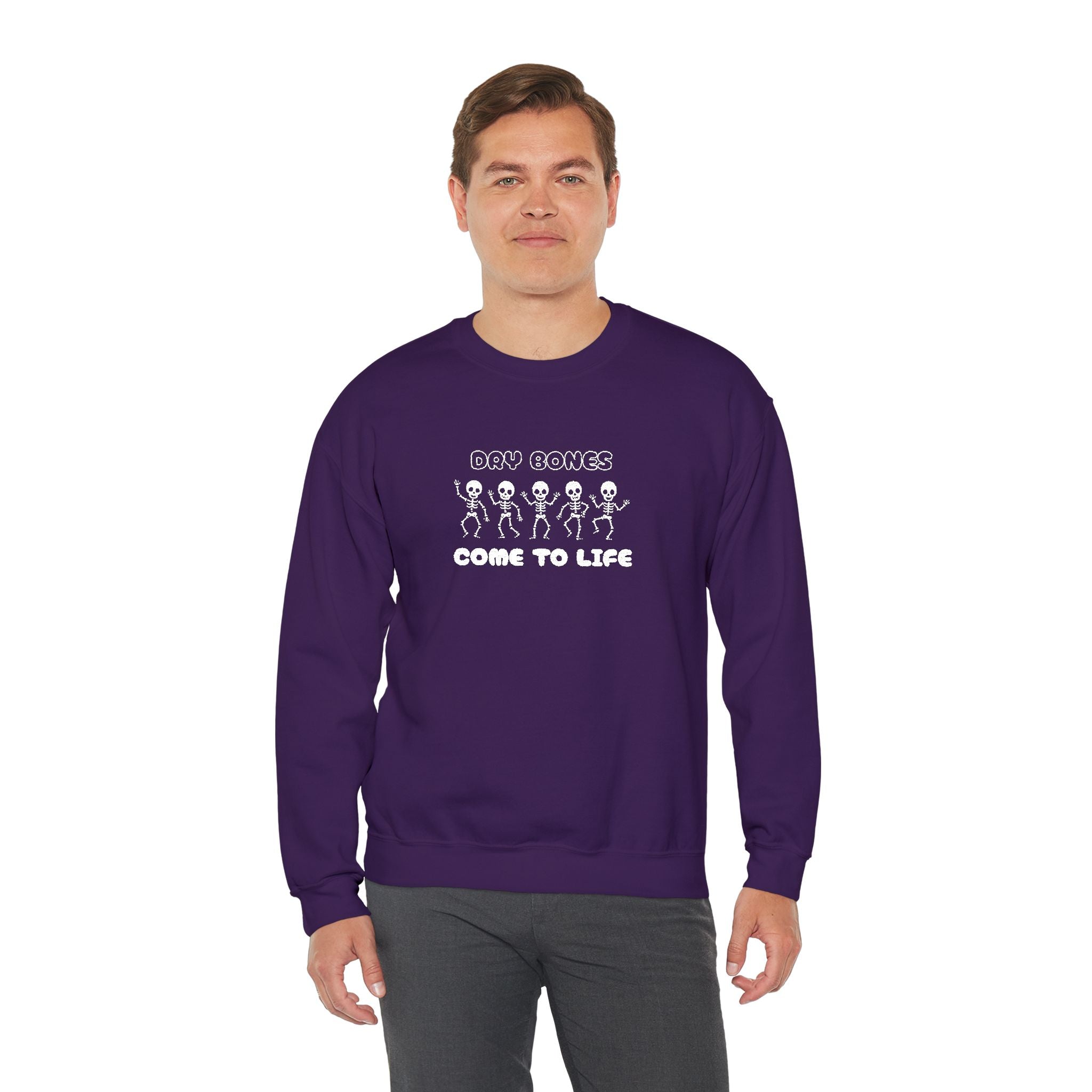 Embroidered Dry Bones Sweatshirt, Ghostly Vibes Unisex Crewneck, Casual Fall Fashion, Halloween Costume, Perfect for Trick or Treating