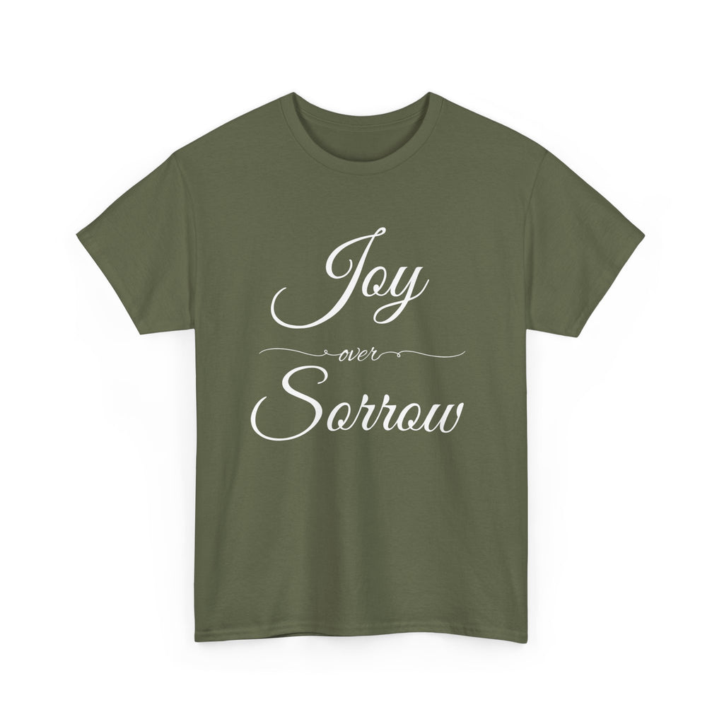 Joy Over Sorrow Unisex Heavy Cotton Tee, Inspirational T-Shirt, Casual Wear, Gift for Him and Her, Everyday Comfort, Grief and Hope Shirt