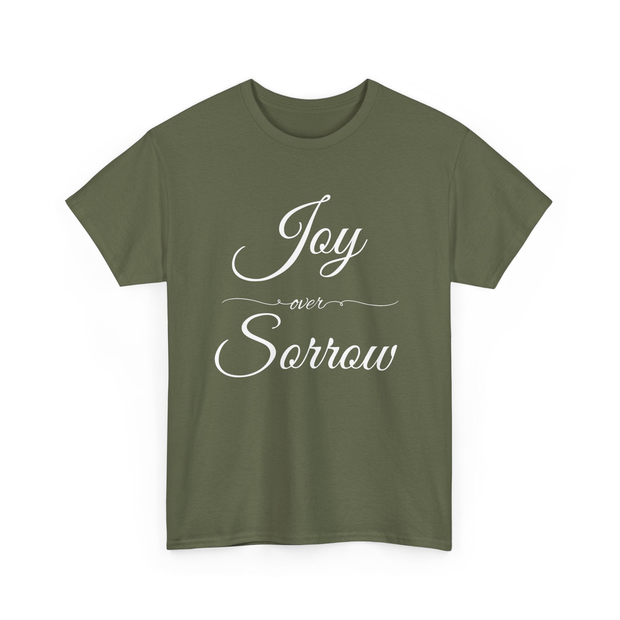 Joy Over Sorrow Unisex Heavy Cotton Tee, Inspirational T-Shirt, Casual Wear, Gift for Him and Her, Everyday Comfort, Grief and Hope Shirt
