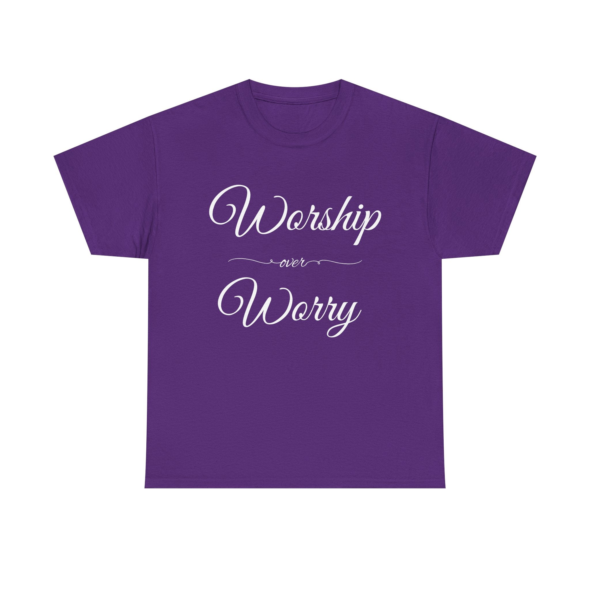 Worship Over Worry Unisex Heavy Cotton Tee - Inspirational T-Shirt, Motivational Apparel, Gift for Faith, Sunday Best, Everyday Comfort
