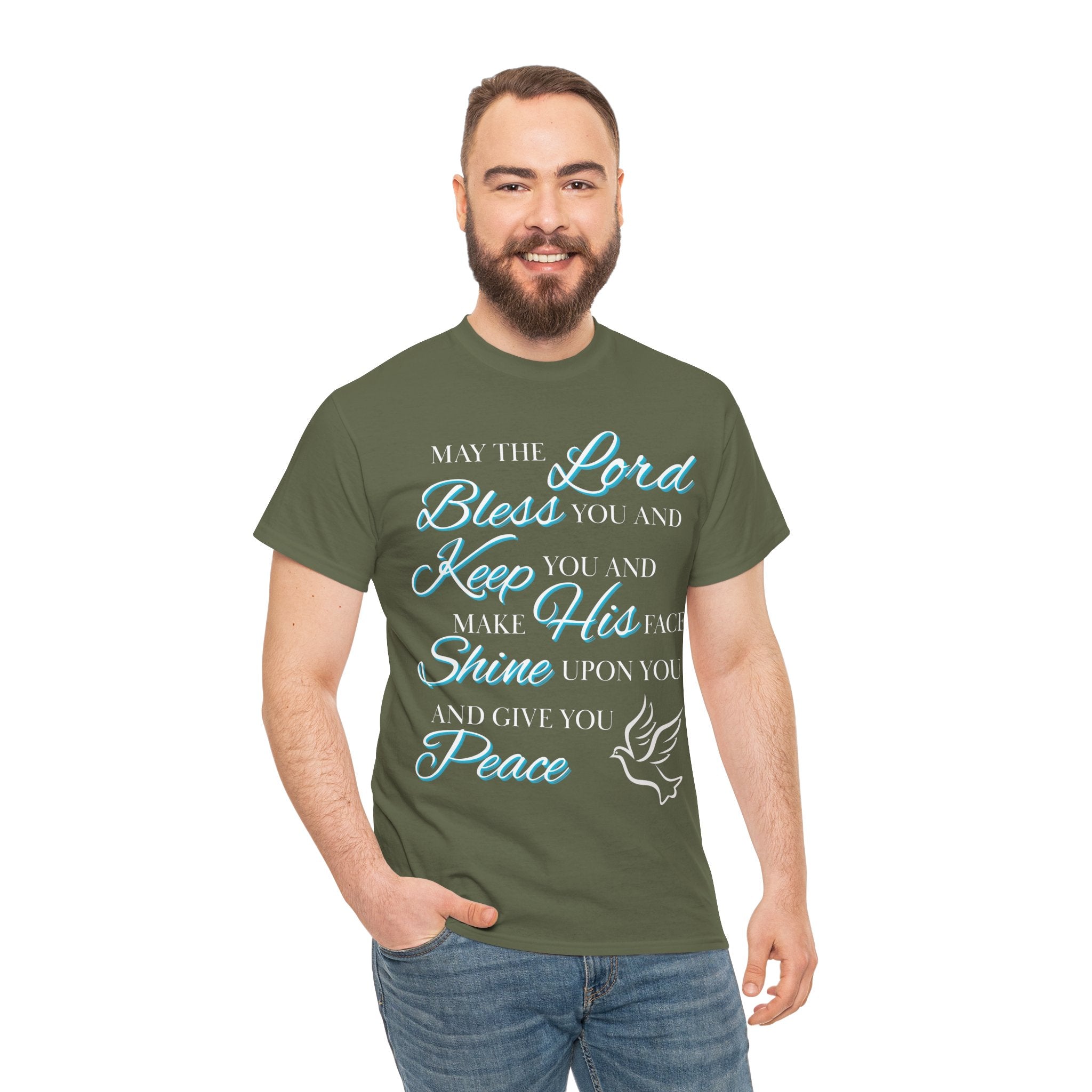 May The Lord Bless You and Keep You Faith-Inspired Unisex Heavy Cotton Tee, Inspirational Graphic Shirt, Christian Gift, Casual Wear, Spiritual Comfort, Religious Apparel