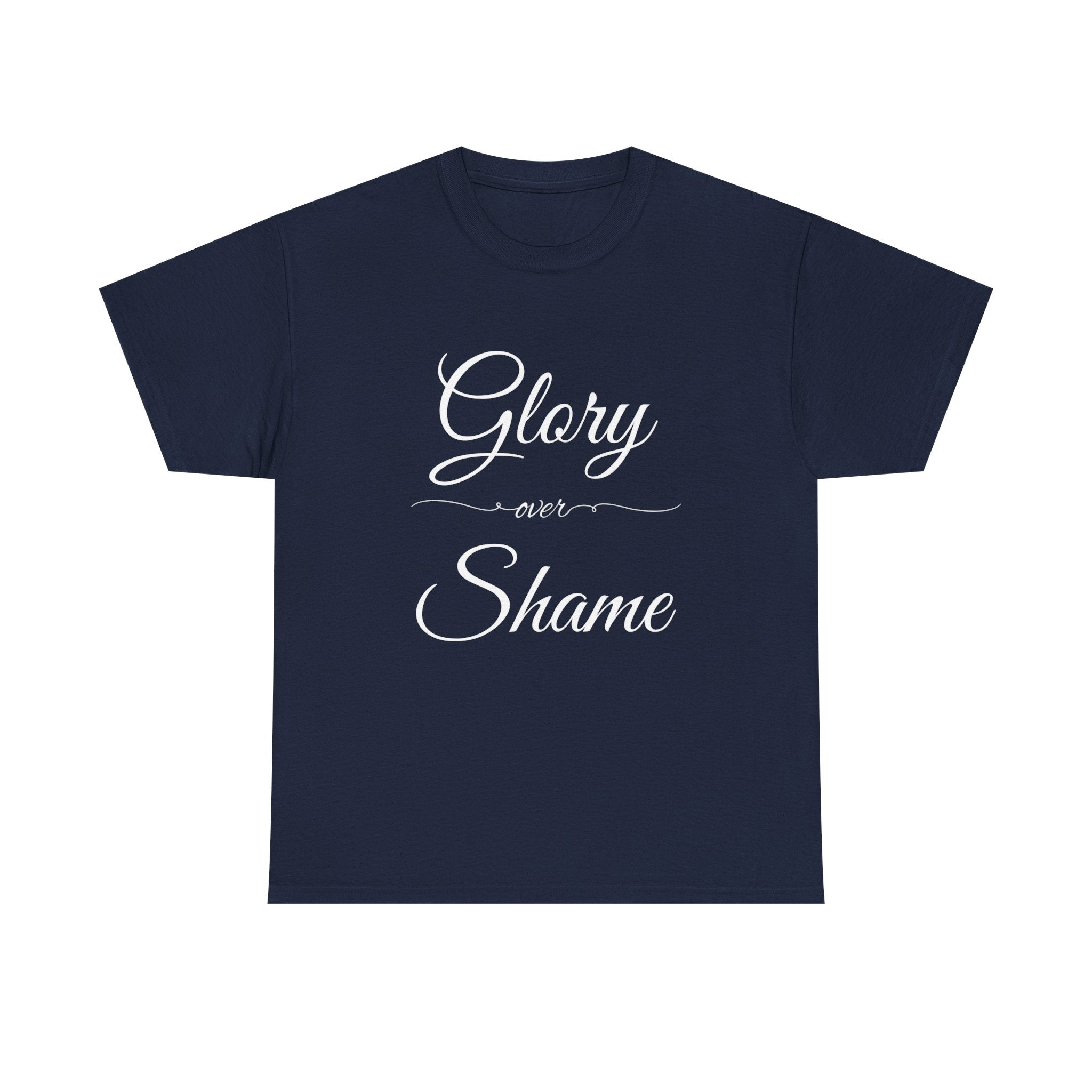 Unisex Heavy Cotton Tee with "Glory Over Shame" - Casual Wear, Gift for Friends, Statement Shirt, Everyday Apparel, Unique Graphic Tee