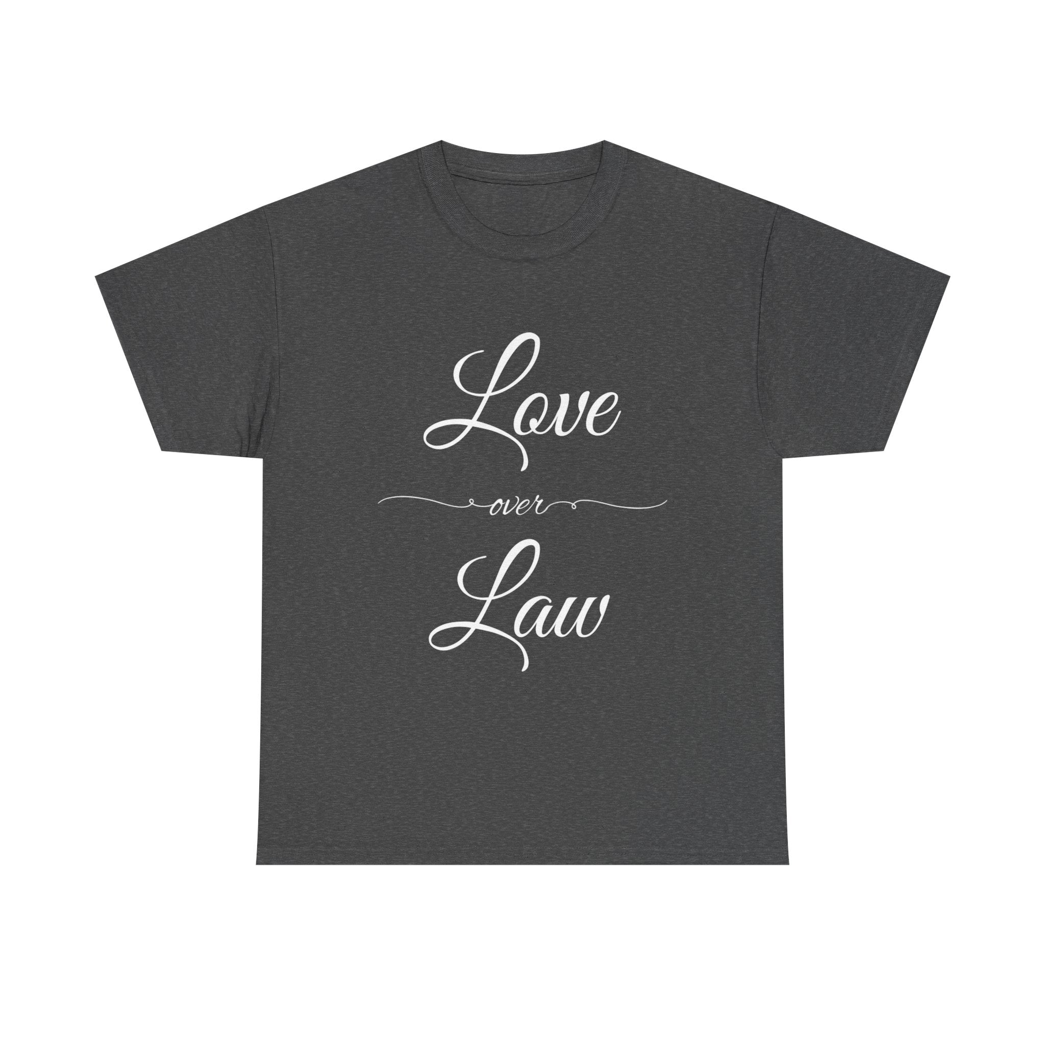 Love Over Law Unisex Heavy Cotton Tee - Cute Legal Shirt, Gift for Law Students, Casual Wear, Legal Humor, Graduation Gift, Law School Apparel