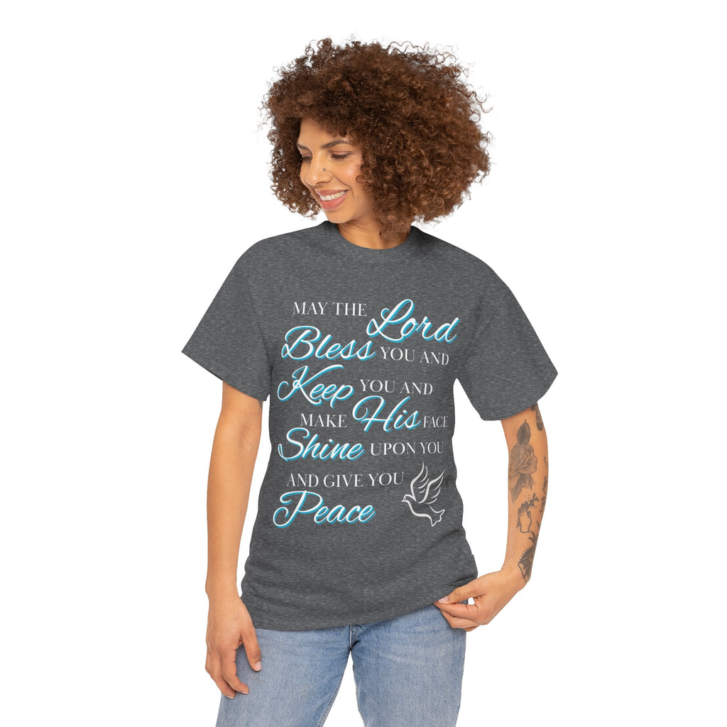 May The Lord Bless You and Keep You Faith-Inspired Unisex Heavy Cotton Tee, Inspirational Graphic Shirt, Christian Gift, Casual Wear, Spiritual Comfort, Religious Apparel