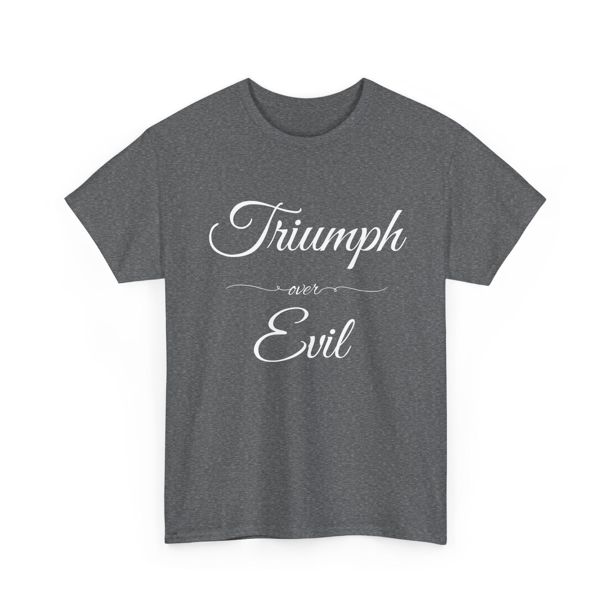 Triumph Over Evil Unisex Heavy Cotton Tee | Inspirational Tee, Casual Wear, Gift for Heroes, Motivational Shirt, Everyday Style