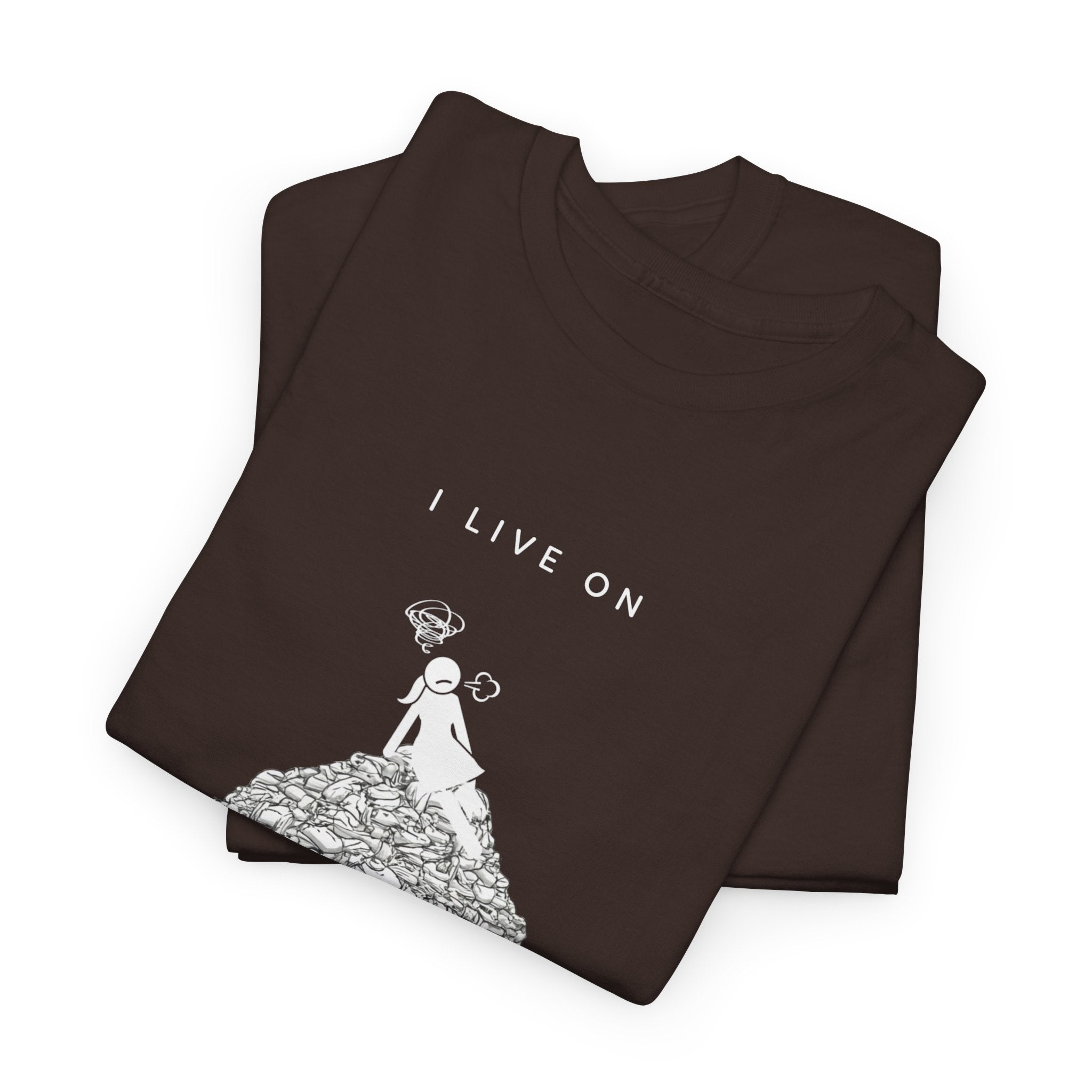 I Live on Laundry Mountain - Graphic Tee | Gildan 5000 Unisex Heavy Cotton T-Shirt, Funny Relatable Shirt, Gifts for Him/Her, Humor Shirt