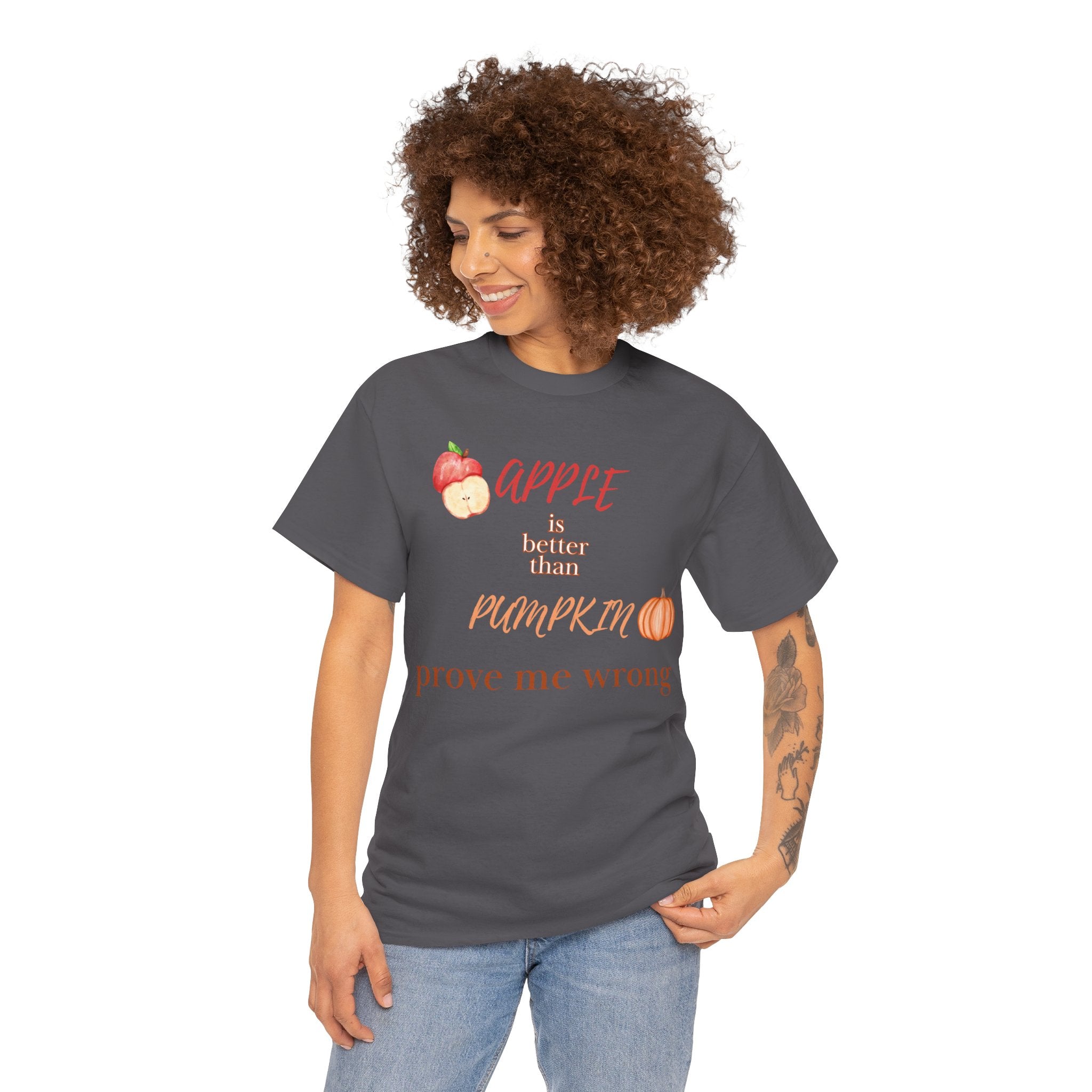Apple Better Than Pumpkin Tee, Funny Autumn T-Shirt, Casual Halloween Shirt, Fall Holiday Apparel, Gift for Friends