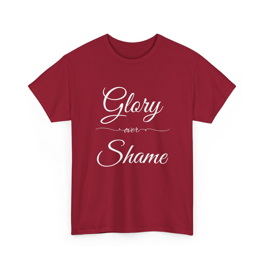 Unisex Heavy Cotton Tee with "Glory Over Shame" - Casual Wear, Gift for Friends, Statement Shirt, Everyday Apparel, Unique Graphic Tee