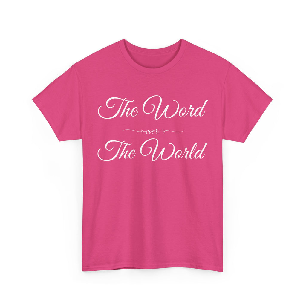 Inspirational Unisex Heavy Cotton Tee - The Word Over The World - Motivational Shirt, Gift for Friends, Cousins, Family, Casual Wear, [...]