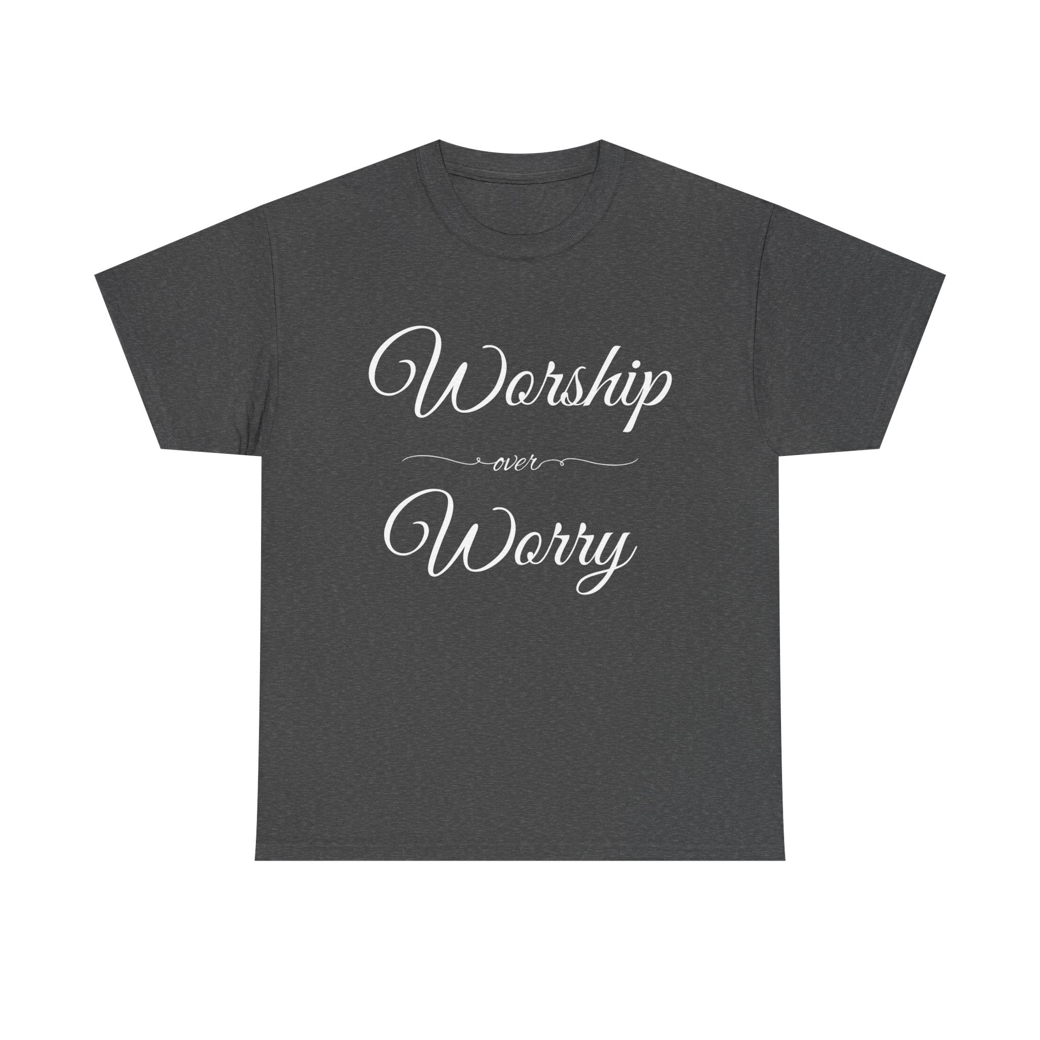 Worship Over Worry Unisex Heavy Cotton Tee - Inspirational T-Shirt, Motivational Apparel, Gift for Faith, Sunday Best, Everyday Comfort