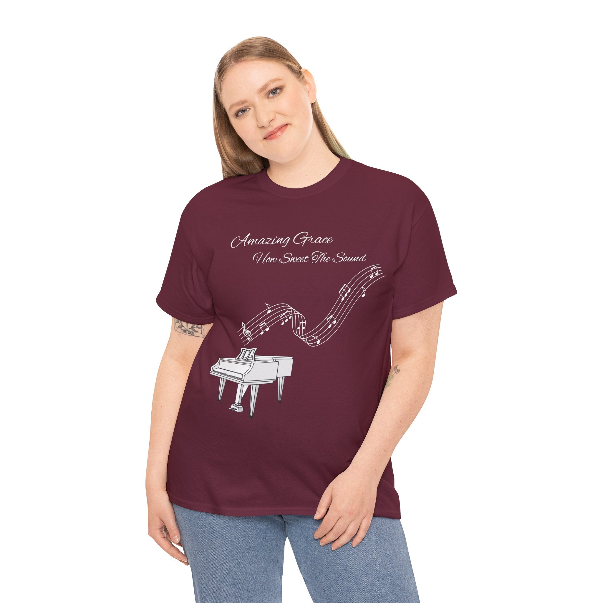 Music Lover's Unisex Tee - Amazing Grace Design, Perfect Gift for Musicians, Casual Wear, Music Event Shirt, Piano Lovers Top