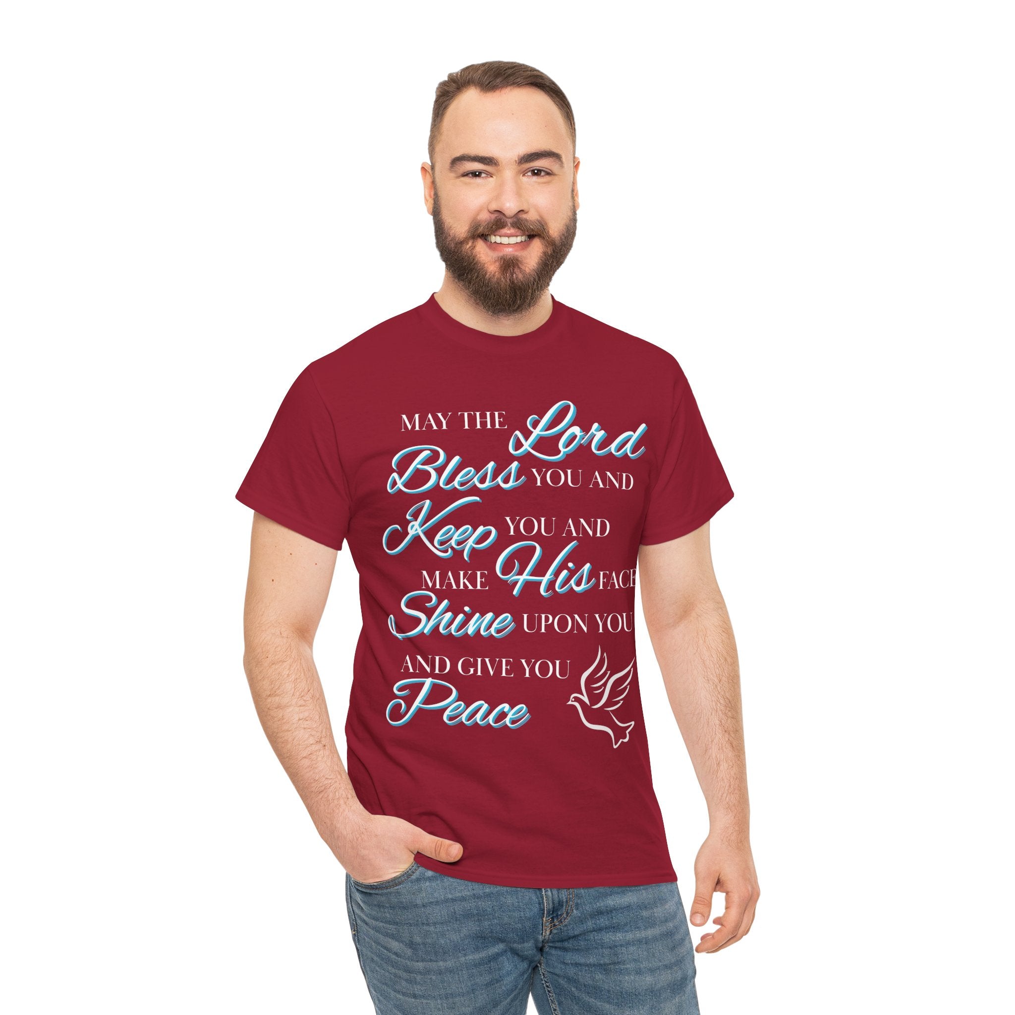 May The Lord Bless You and Keep You Faith-Inspired Unisex Heavy Cotton Tee, Inspirational Graphic Shirt, Christian Gift, Casual Wear, Spiritual Comfort, Religious Apparel