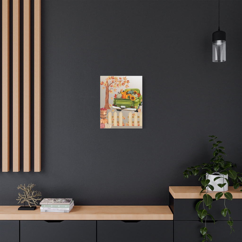 Autumn Themed Canvas Art Print, Fall Home Decor, Thanksgiving Wall Art, Rustic Truck Design, Harvest Decor