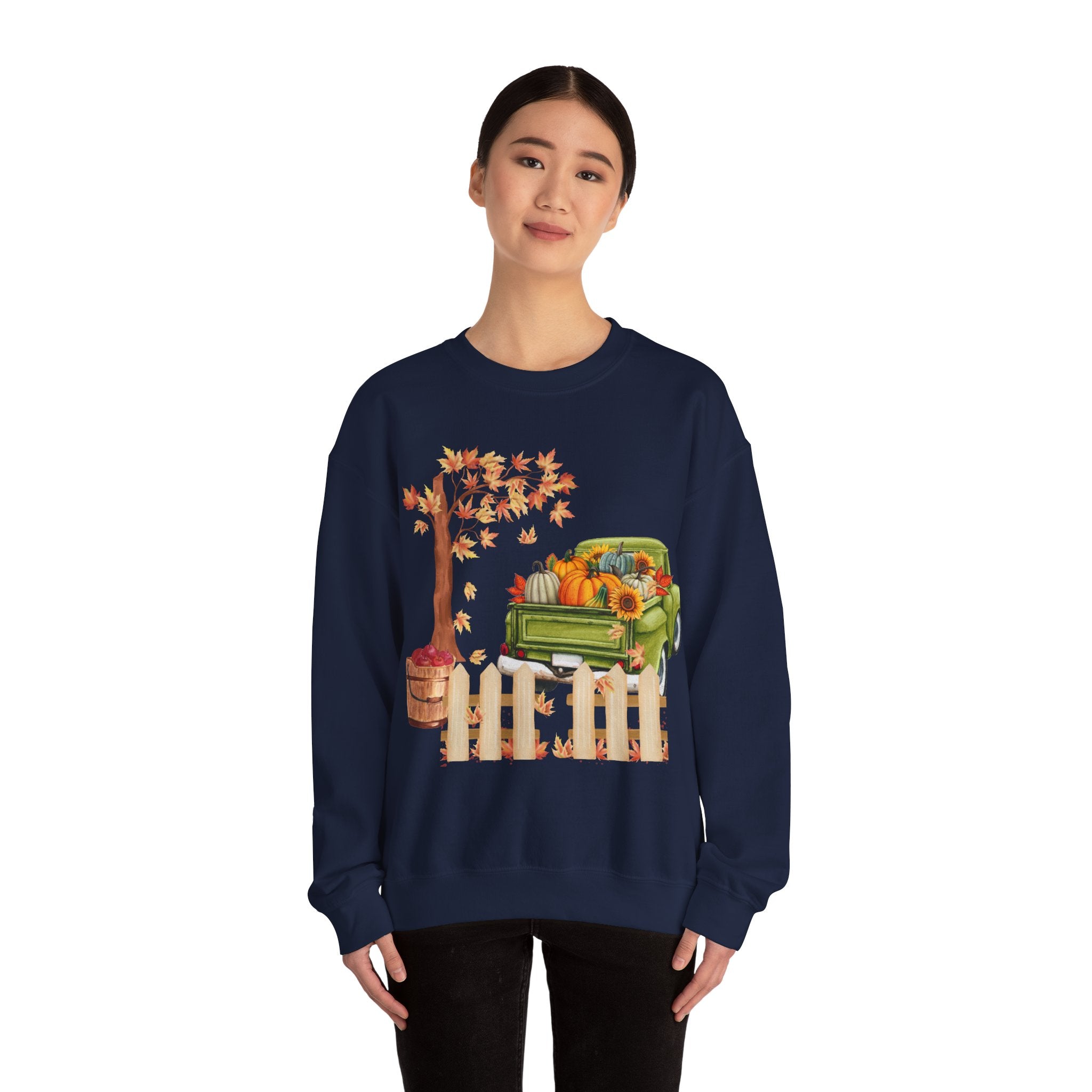 Autumn Vibes Crewneck Sweatshirt – Cozy Fall Apparel, Pumpkin Decor, Harvest Festival Fashion, Unisex Sweatshirt, Seasonal Layering