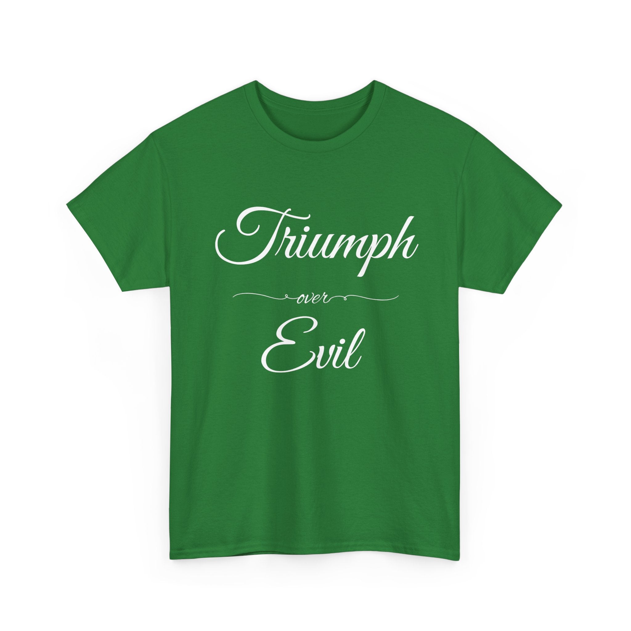 Triumph Over Evil Unisex Heavy Cotton Tee | Inspirational Tee, Casual Wear, Gift for Heroes, Motivational Shirt, Everyday Style