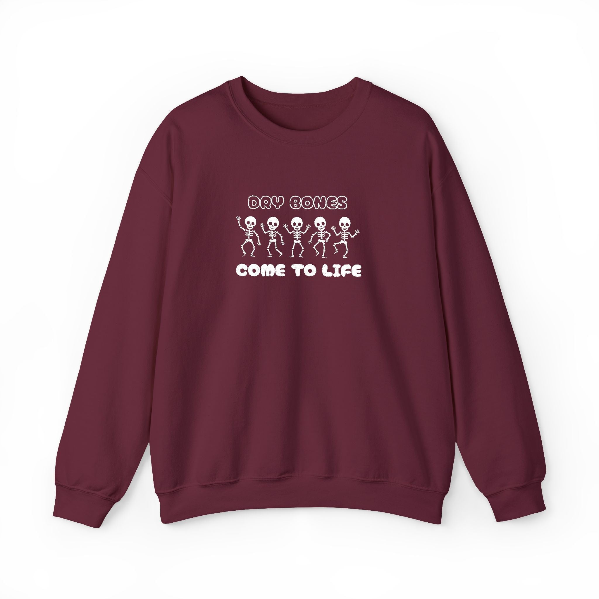 Embroidered Dry Bones Sweatshirt, Ghostly Vibes Unisex Crewneck, Casual Fall Fashion, Halloween Costume, Perfect for Trick or Treating