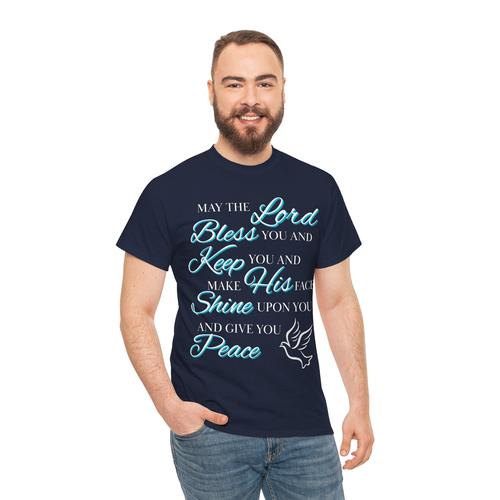 May The Lord Bless You and Keep You Faith-Inspired Unisex Heavy Cotton Tee, Inspirational Graphic Shirt, Christian Gift, Casual Wear, Spiritual Comfort, Religious Apparel
