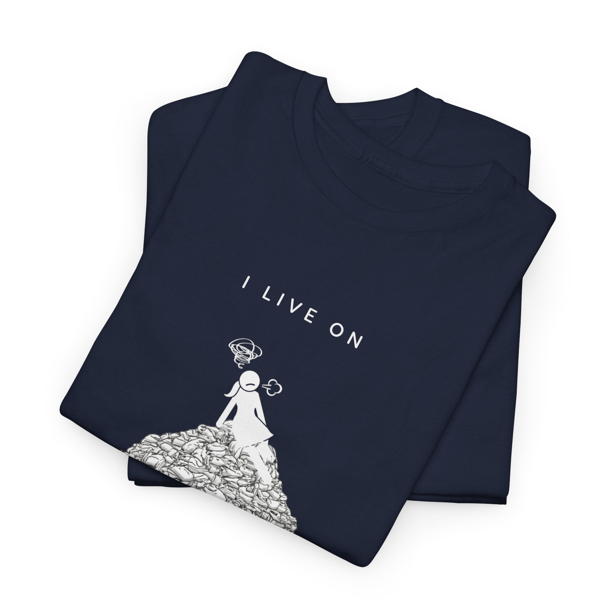 I Live on Laundry Mountain - Graphic Tee | Gildan 5000 Unisex Heavy Cotton T-Shirt, Funny Relatable Shirt, Gifts for Him/Her, Humor Shirt