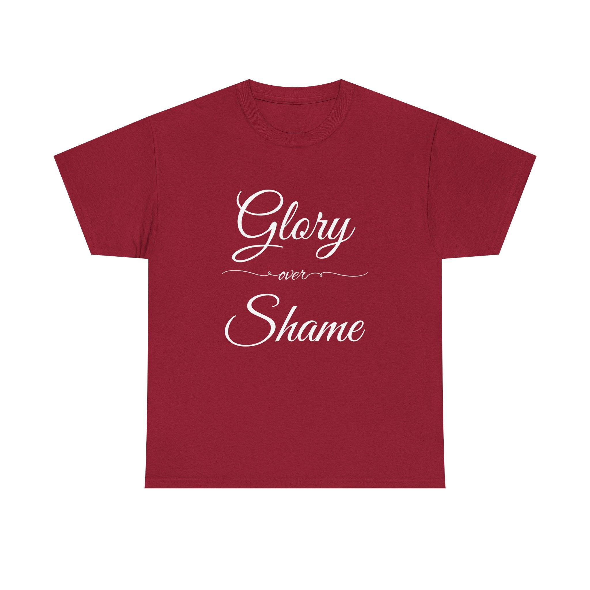 Unisex Heavy Cotton Tee with "Glory Over Shame" - Casual Wear, Gift for Friends, Statement Shirt, Everyday Apparel, Unique Graphic Tee