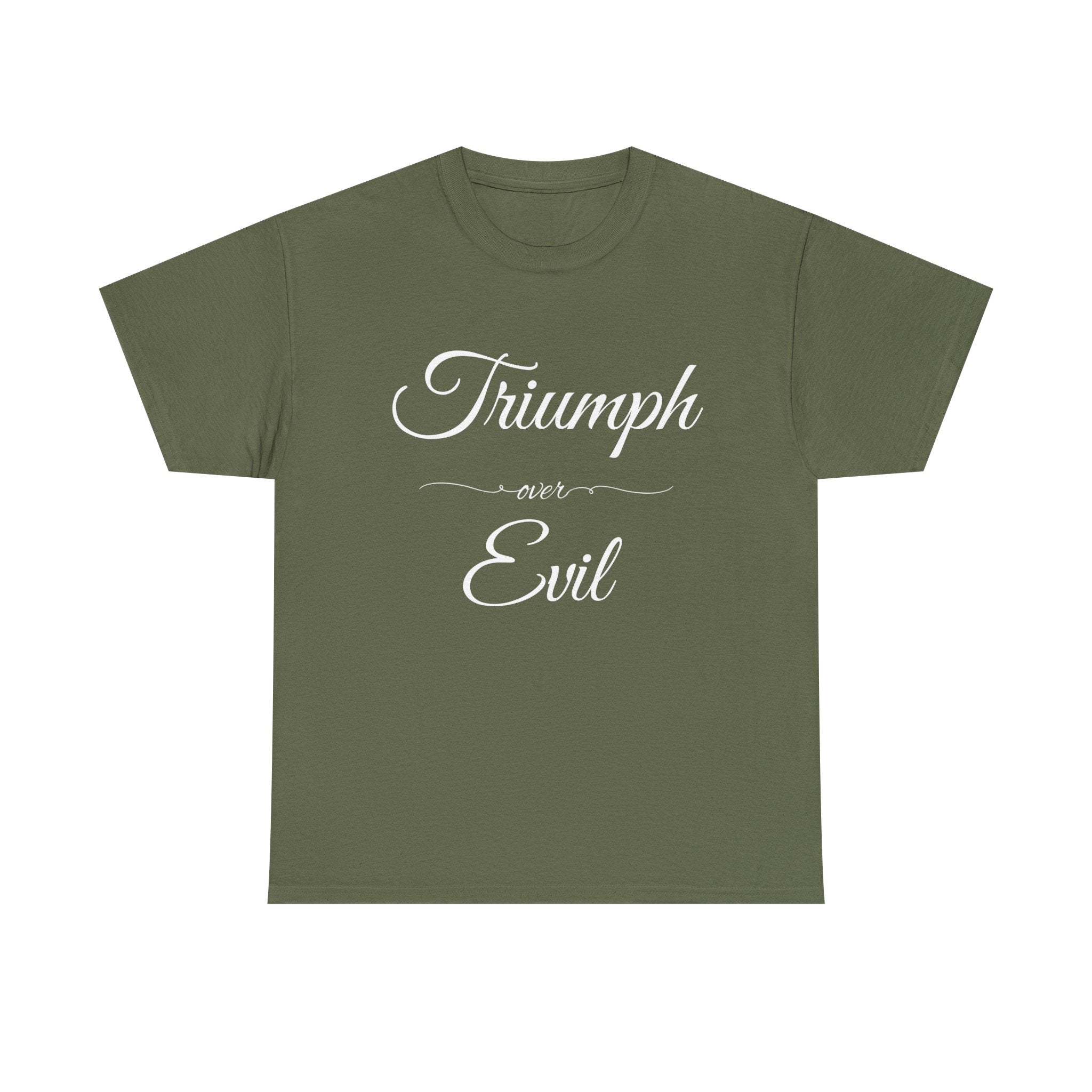 Triumph Over Evil Unisex Heavy Cotton Tee | Inspirational Tee, Casual Wear, Gift for Heroes, Motivational Shirt, Everyday Style