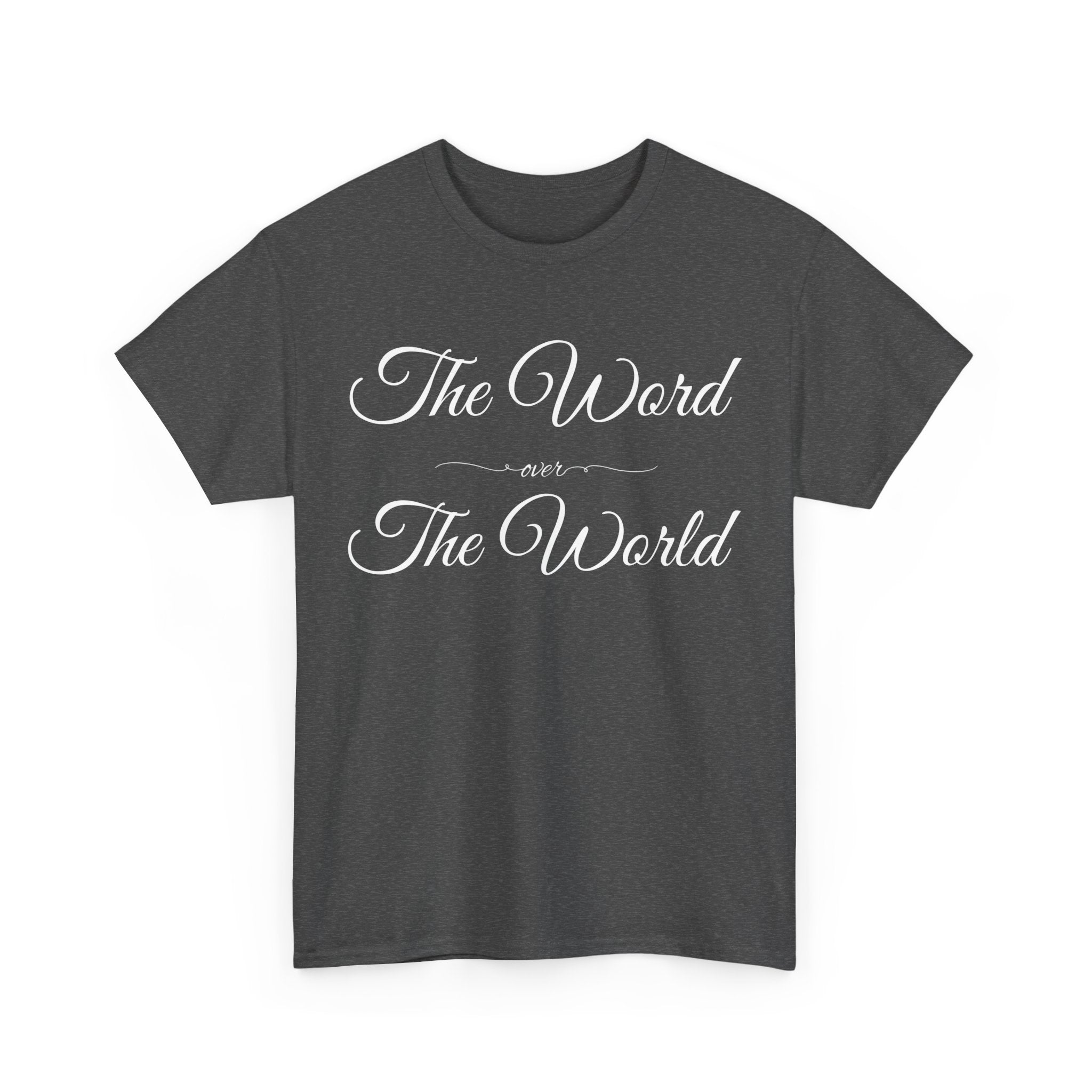 Inspirational Unisex Heavy Cotton Tee - The Word Over The World - Motivational Shirt, Gift for Friends, Cousins, Family, Casual Wear, [...]