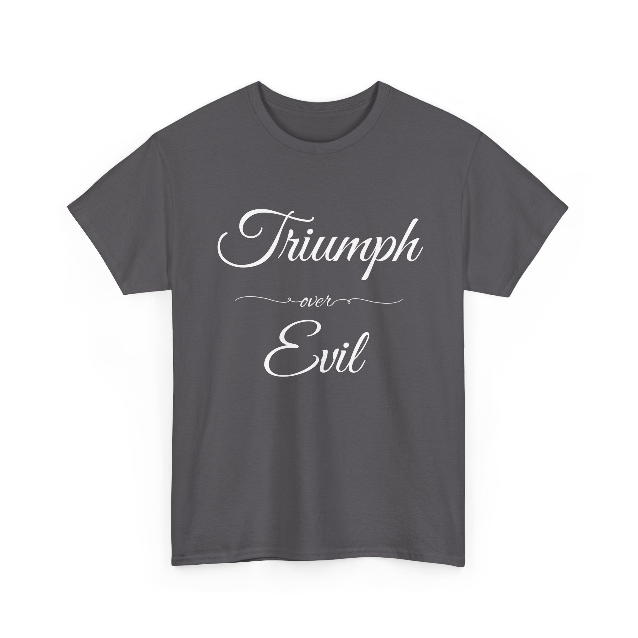 Triumph Over Evil Unisex Heavy Cotton Tee | Inspirational Tee, Casual Wear, Gift for Heroes, Motivational Shirt, Everyday Style
