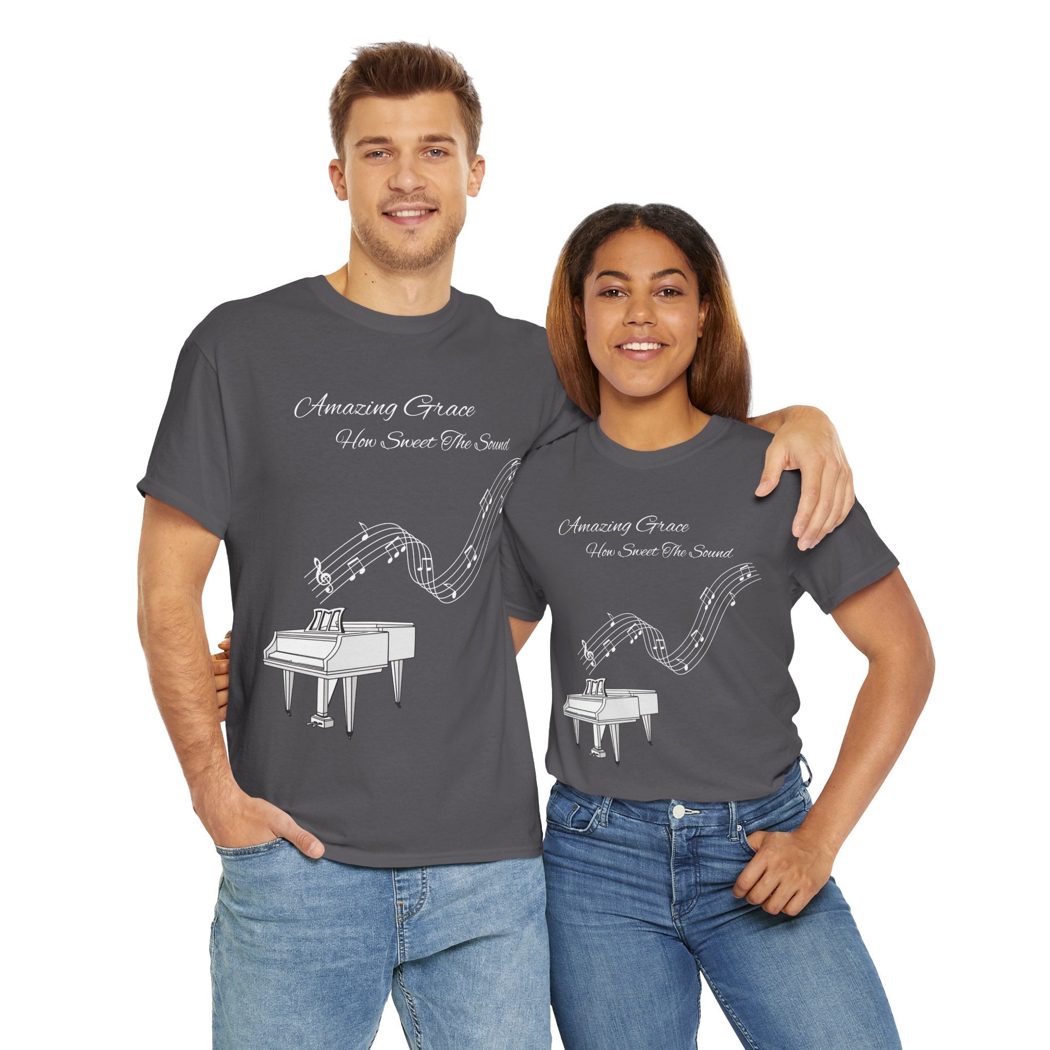 Music Lover's Unisex Tee - Amazing Grace Design, Perfect Gift for Musicians, Casual Wear, Music Event Shirt, Piano Lovers Top