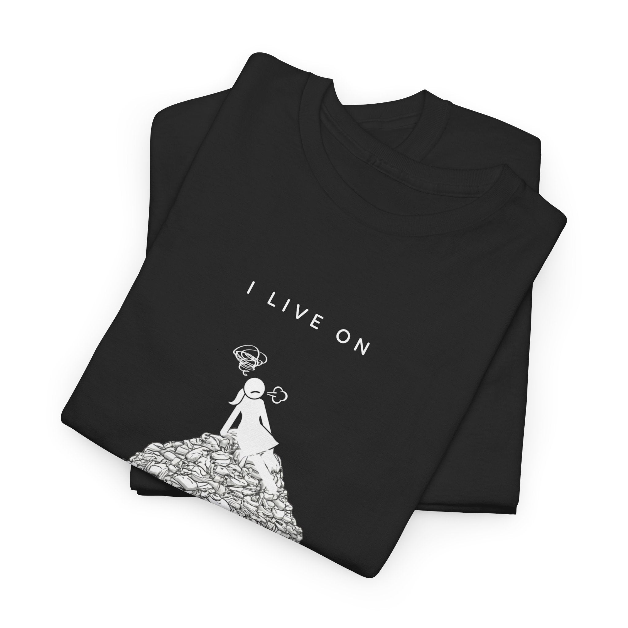 I Live on Laundry Mountain - Graphic Tee | Gildan 5000 Unisex Heavy Cotton T-Shirt, Funny Relatable Shirt, Gifts for Him/Her, Humor Shirt
