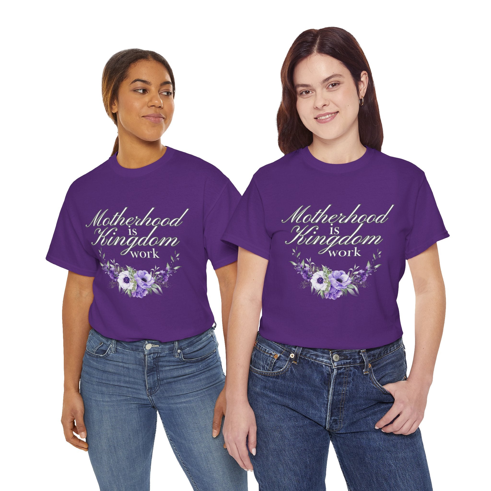 Motherhood is Kingdom Work Unisex Tee - Celebrate Motherhood, Gift for Moms, Cute Floral Design, Relaxed Fit, Everyday Wear