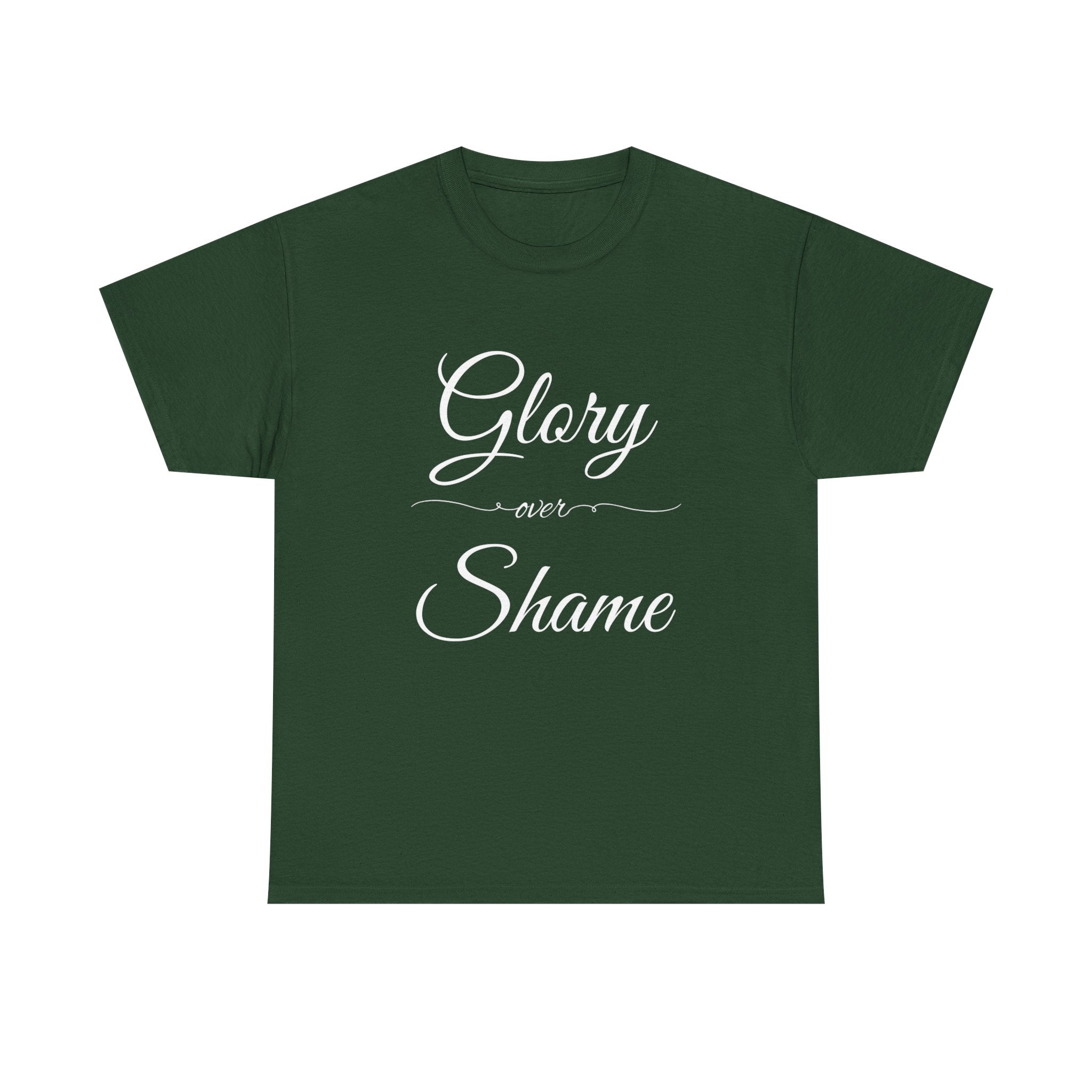 Unisex Heavy Cotton Tee with "Glory Over Shame" - Casual Wear, Gift for Friends, Statement Shirt, Everyday Apparel, Unique Graphic Tee