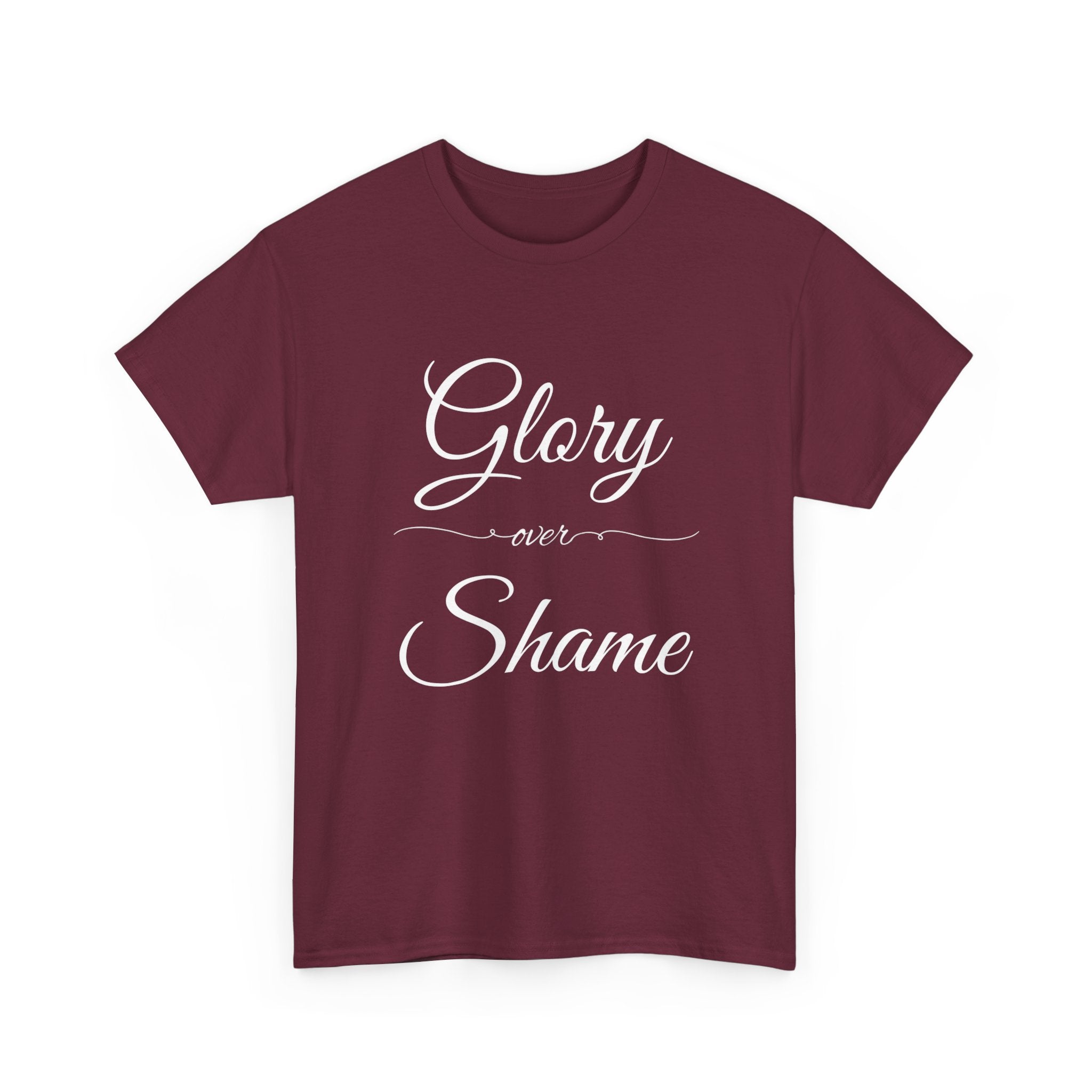 Unisex Heavy Cotton Tee with "Glory Over Shame" - Casual Wear, Gift for Friends, Statement Shirt, Everyday Apparel, Unique Graphic Tee