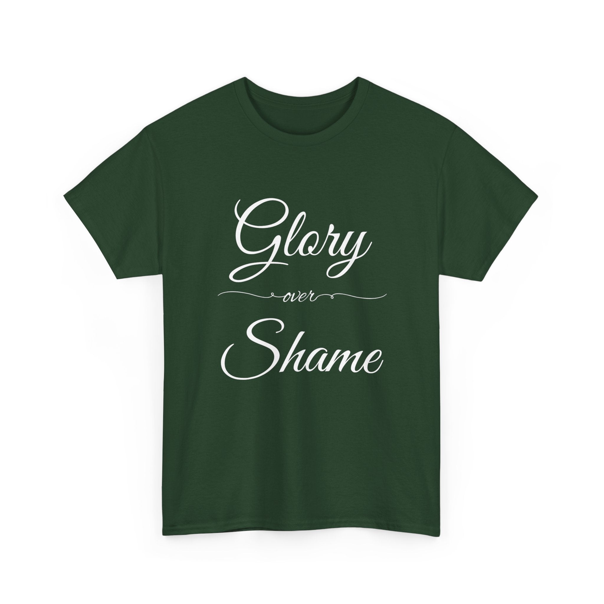 Unisex Heavy Cotton Tee with "Glory Over Shame" - Casual Wear, Gift for Friends, Statement Shirt, Everyday Apparel, Unique Graphic Tee