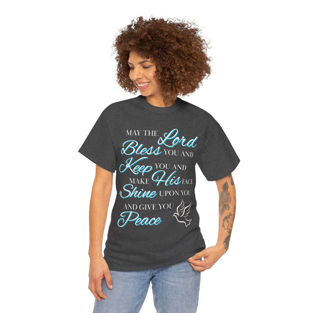 May The Lord Bless You and Keep You Faith-Inspired Unisex Heavy Cotton Tee, Inspirational Graphic Shirt, Christian Gift, Casual Wear, Spiritual Comfort, Religious Apparel
