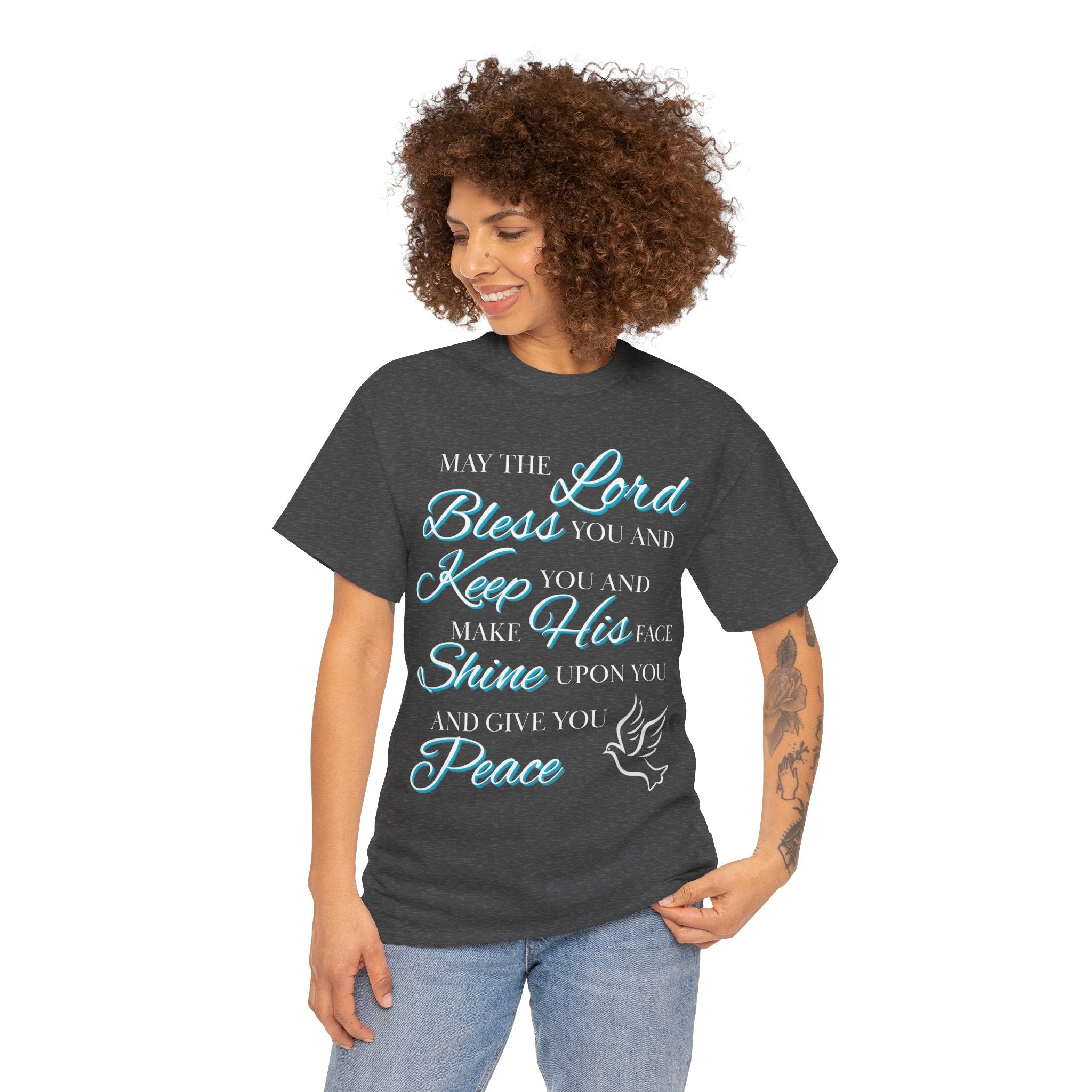 May The Lord Bless You and Keep You Faith-Inspired Unisex Heavy Cotton Tee, Inspirational Graphic Shirt, Christian Gift, Casual Wear, Spiritual Comfort, Religious Apparel