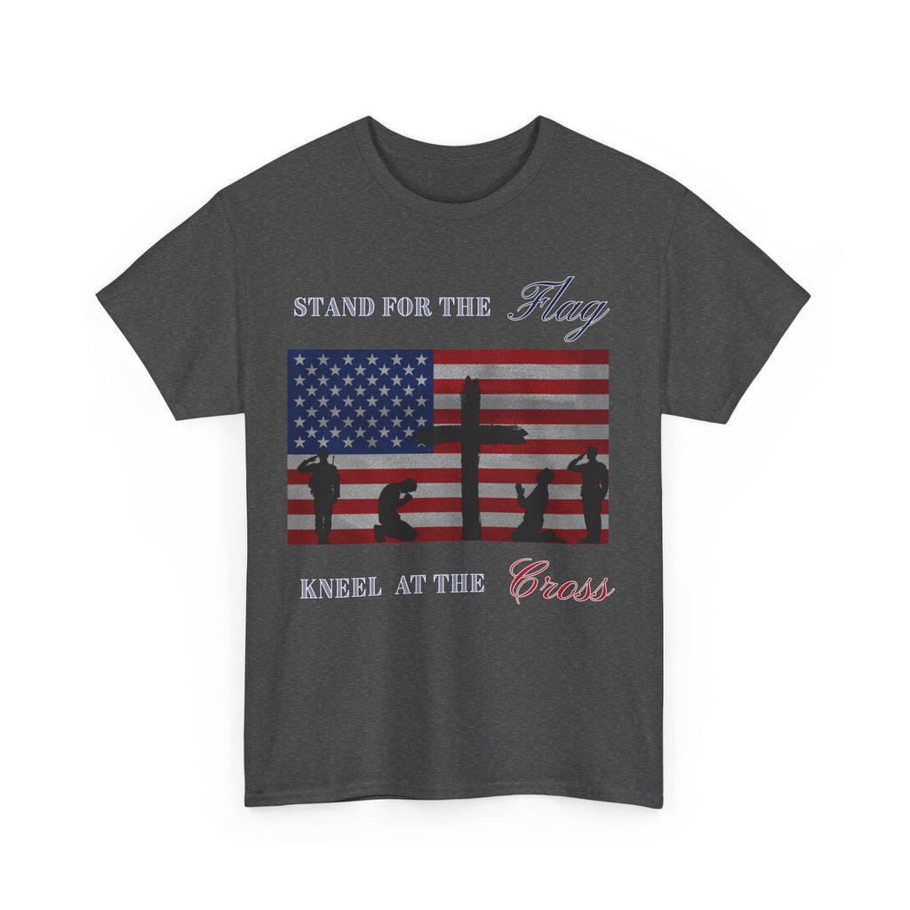 Patriotic Faith Unisex Heavy Cotton Tee, Stand for the Flag Shirt, Christian Style Tee, Independence Day Gift, Faith Based Apparel