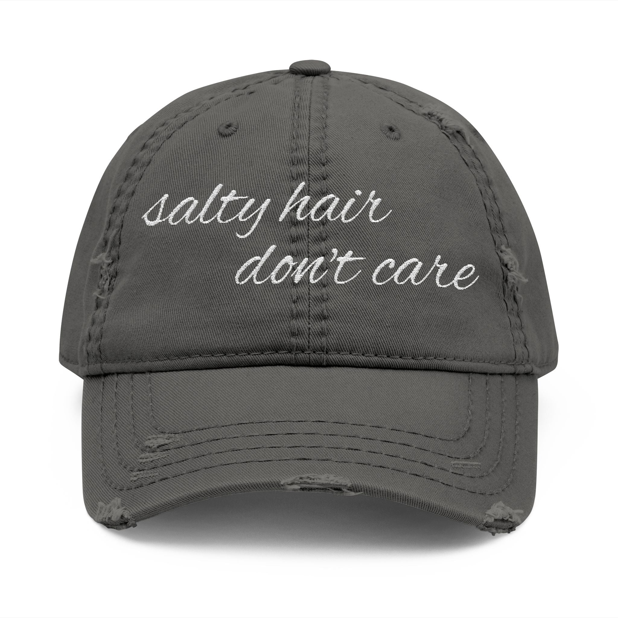 Distressed Dad Hat - Salty Hair, Don't Care, Embroidered Cap for Beach Lovers, Casual Wear, Summer Accessory, Gift for Dad
