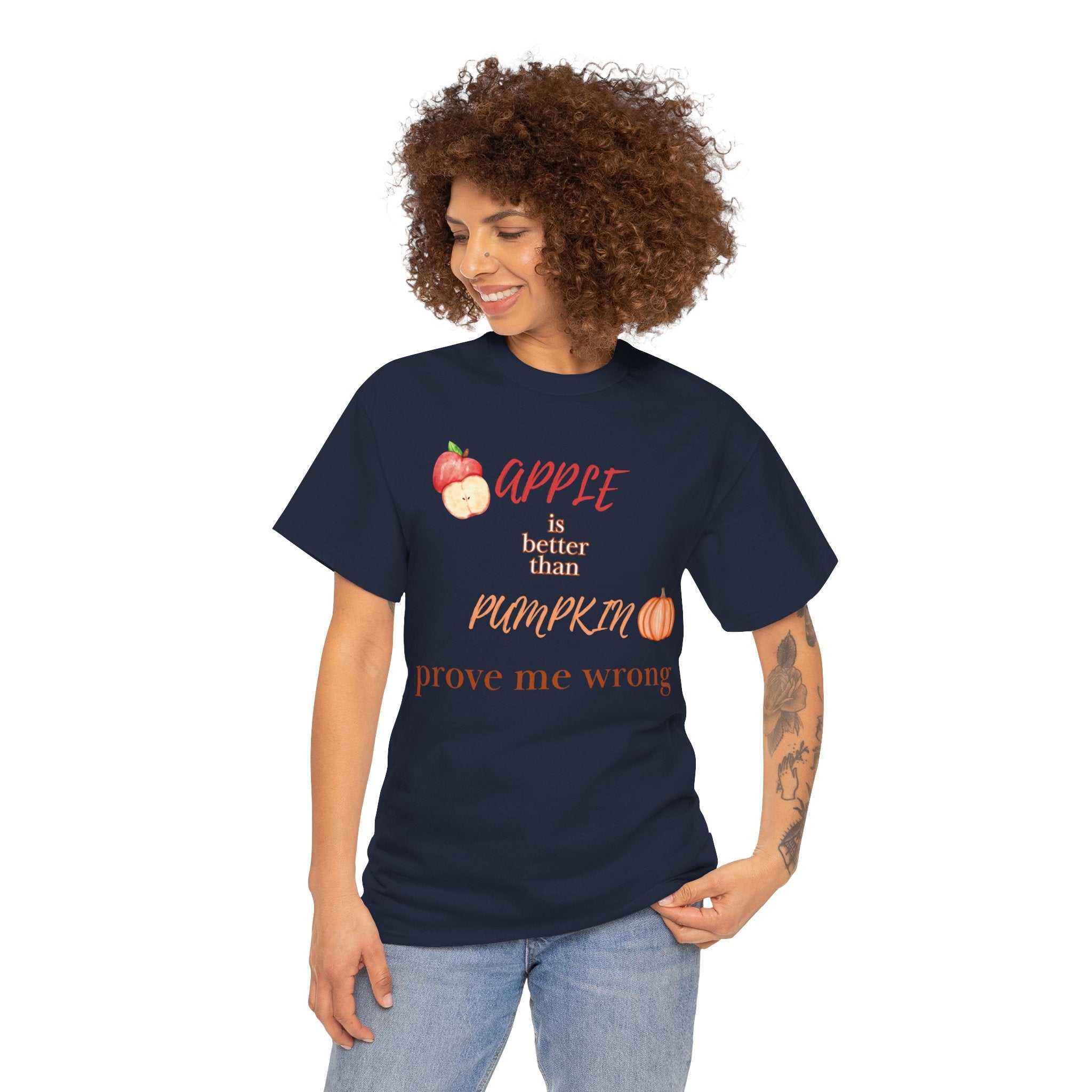 Apple Better Than Pumpkin Tee, Funny Autumn T-Shirt, Casual Halloween Shirt, Fall Holiday Apparel, Gift for Friends