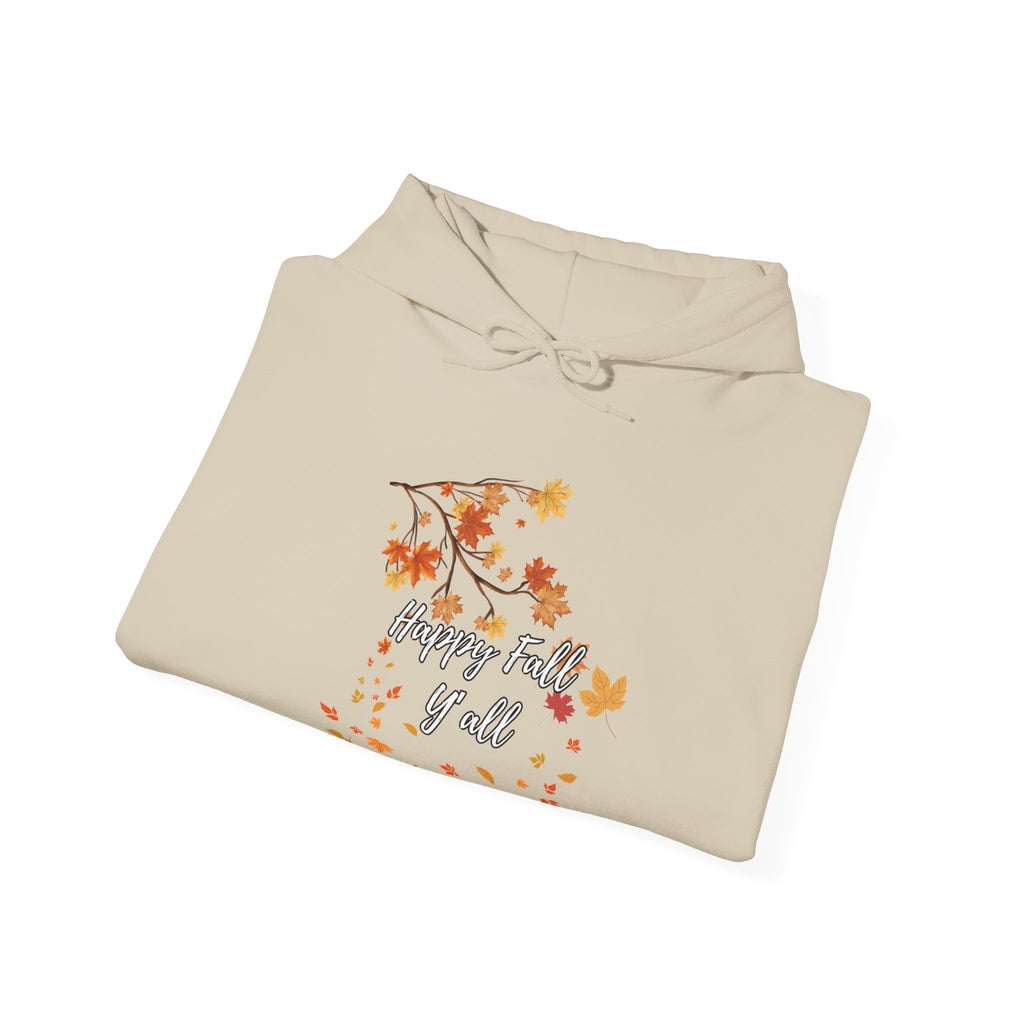 Happy Fall Y'all Hoodie - Cozy Unisex Sweatshirt for Autumn, Thanksgiving Gift, Seasonal Wear, Fall Fashion, Leaf Design