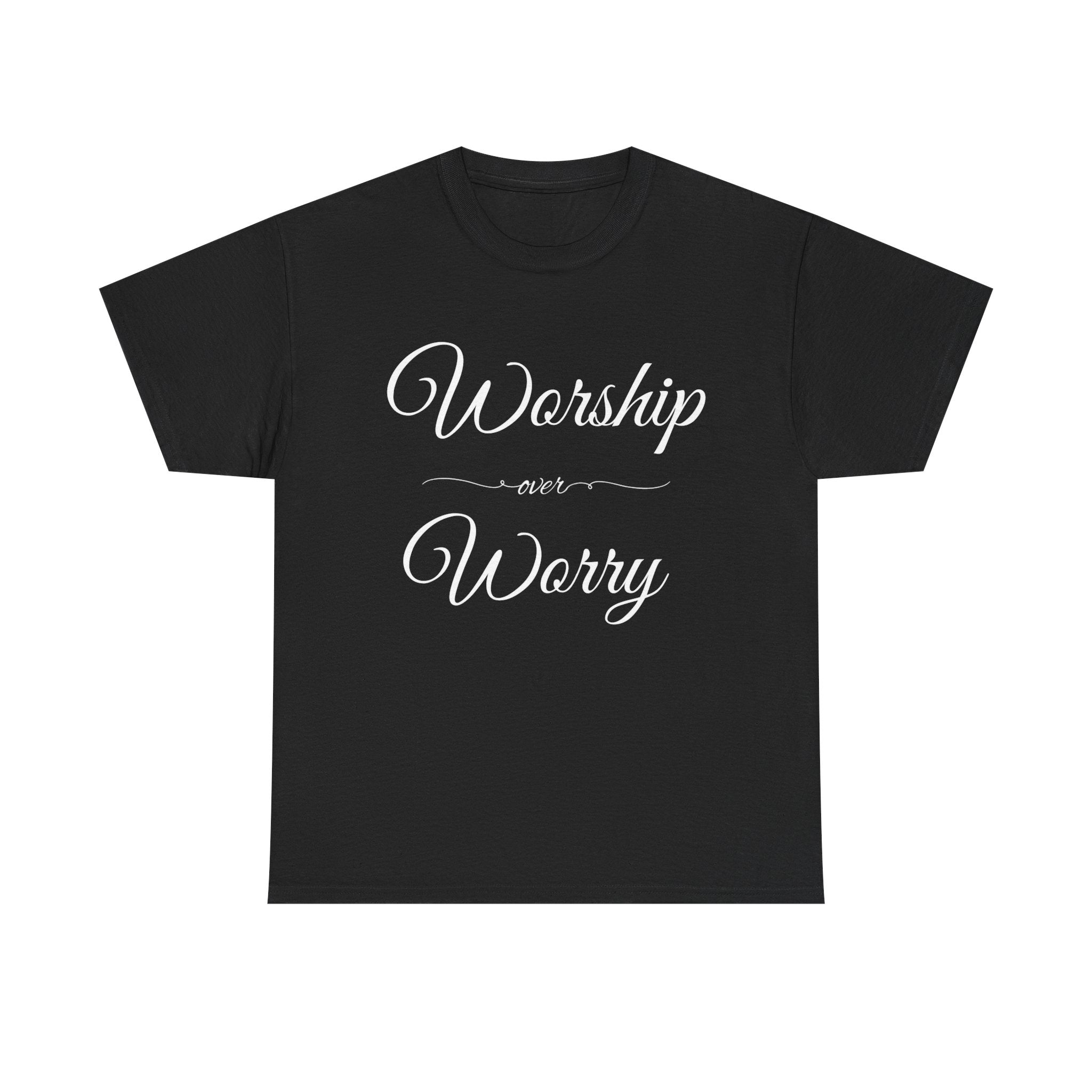 Worship Over Worry Unisex Heavy Cotton Tee - Inspirational T-Shirt, Motivational Apparel, Gift for Faith, Sunday Best, Everyday Comfort