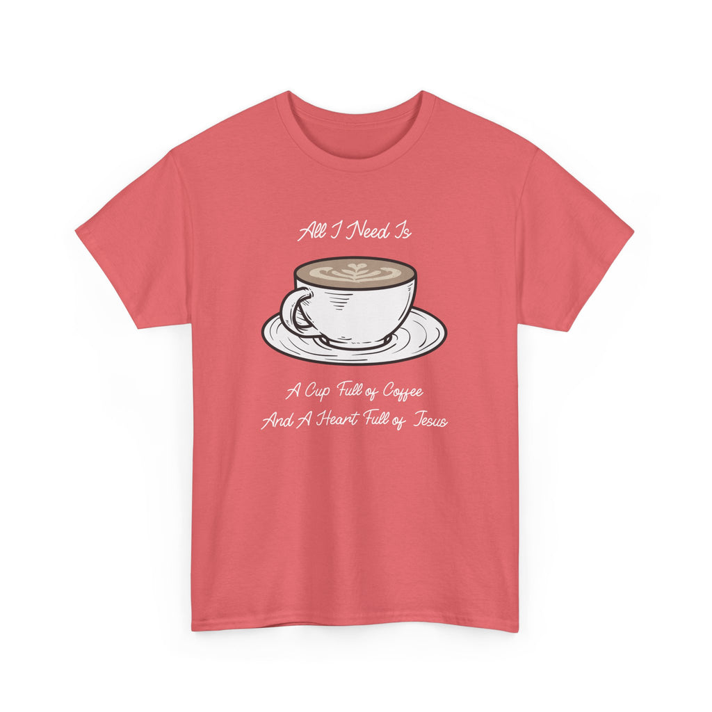 Unisex Heavy Cotton Tee with Coffee and Faith Design - Perfect for Coffee Lovers, Christians, Gifts, Casual Wear, and Everyday Comfort