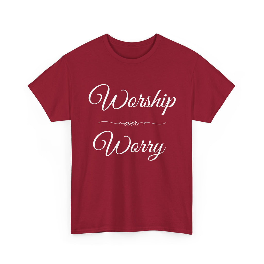 Worship Over Worry Unisex Heavy Cotton Tee - Inspirational T-Shirt, Motivational Apparel, Gift for Faith, Sunday Best, Everyday Comfort