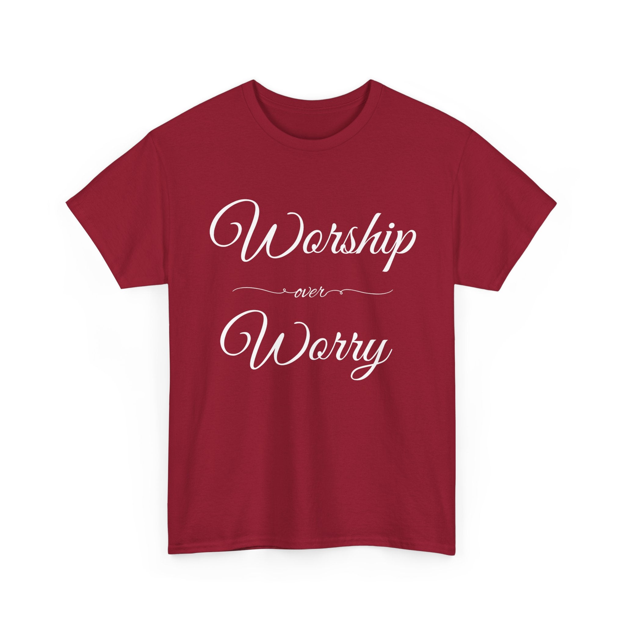 Worship Over Worry Unisex Heavy Cotton Tee - Inspirational T-Shirt, Motivational Apparel, Gift for Faith, Sunday Best, Everyday Comfort