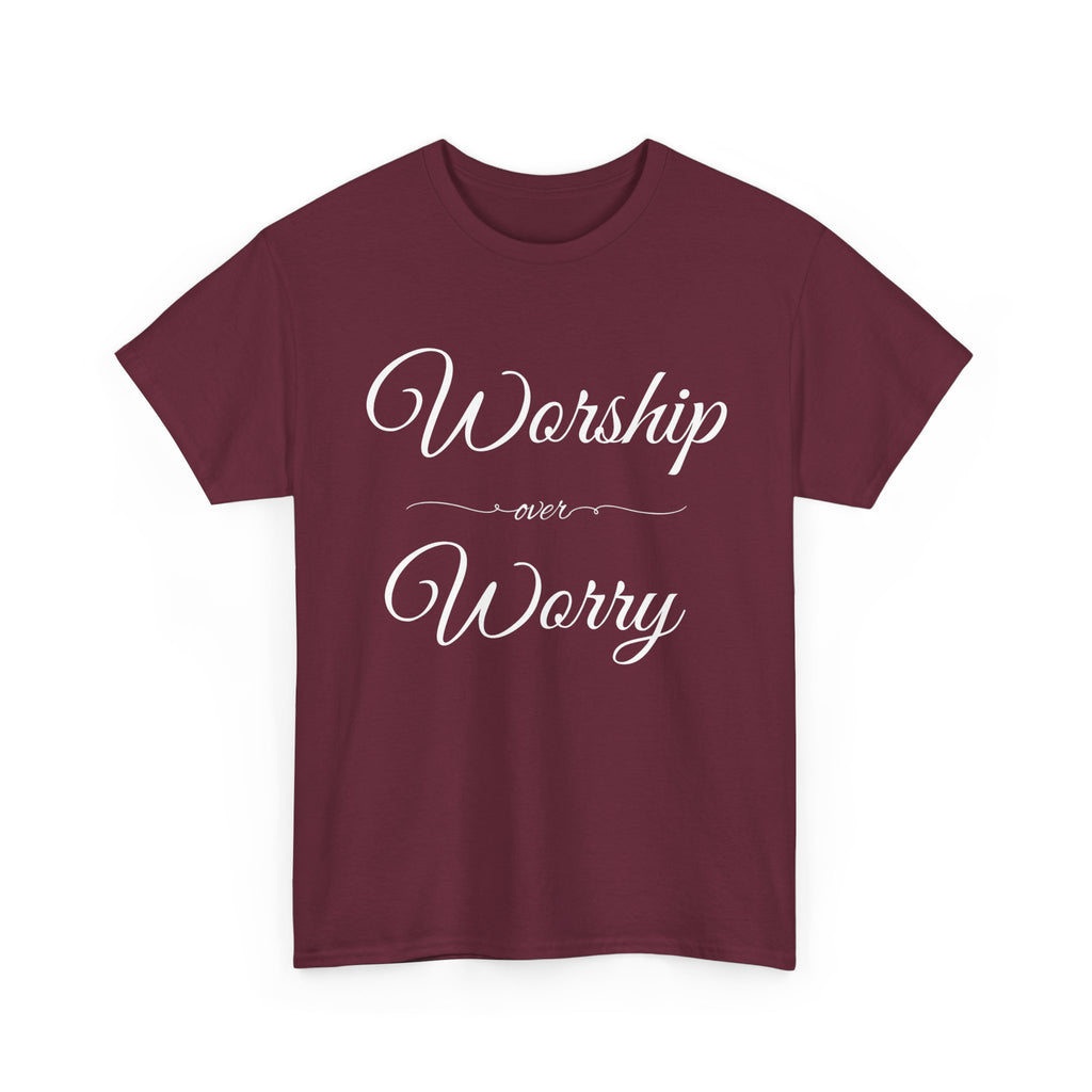 Worship Over Worry Unisex Heavy Cotton Tee - Inspirational T-Shirt, Motivational Apparel, Gift for Faith, Sunday Best, Everyday Comfort