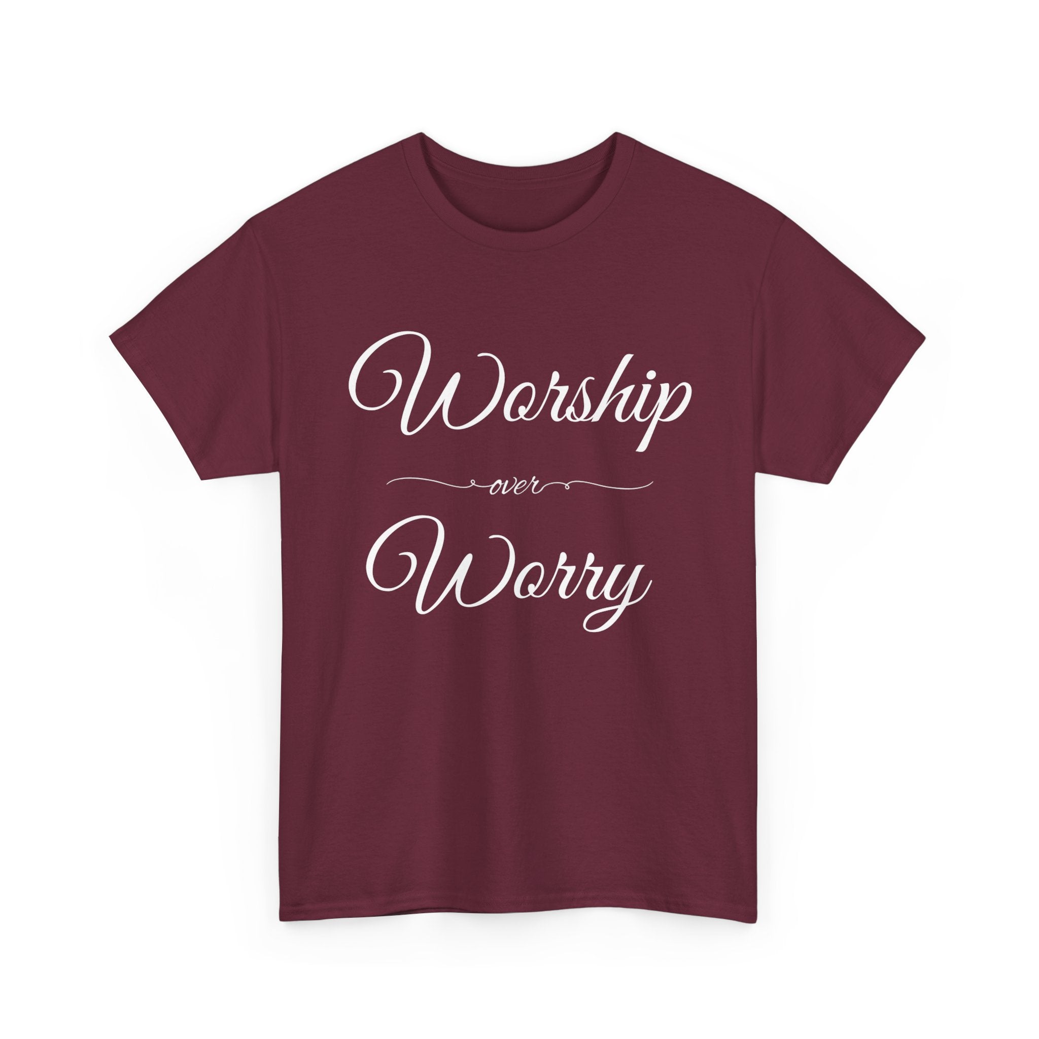 Worship Over Worry Unisex Heavy Cotton Tee - Inspirational T-Shirt, Motivational Apparel, Gift for Faith, Sunday Best, Everyday Comfort