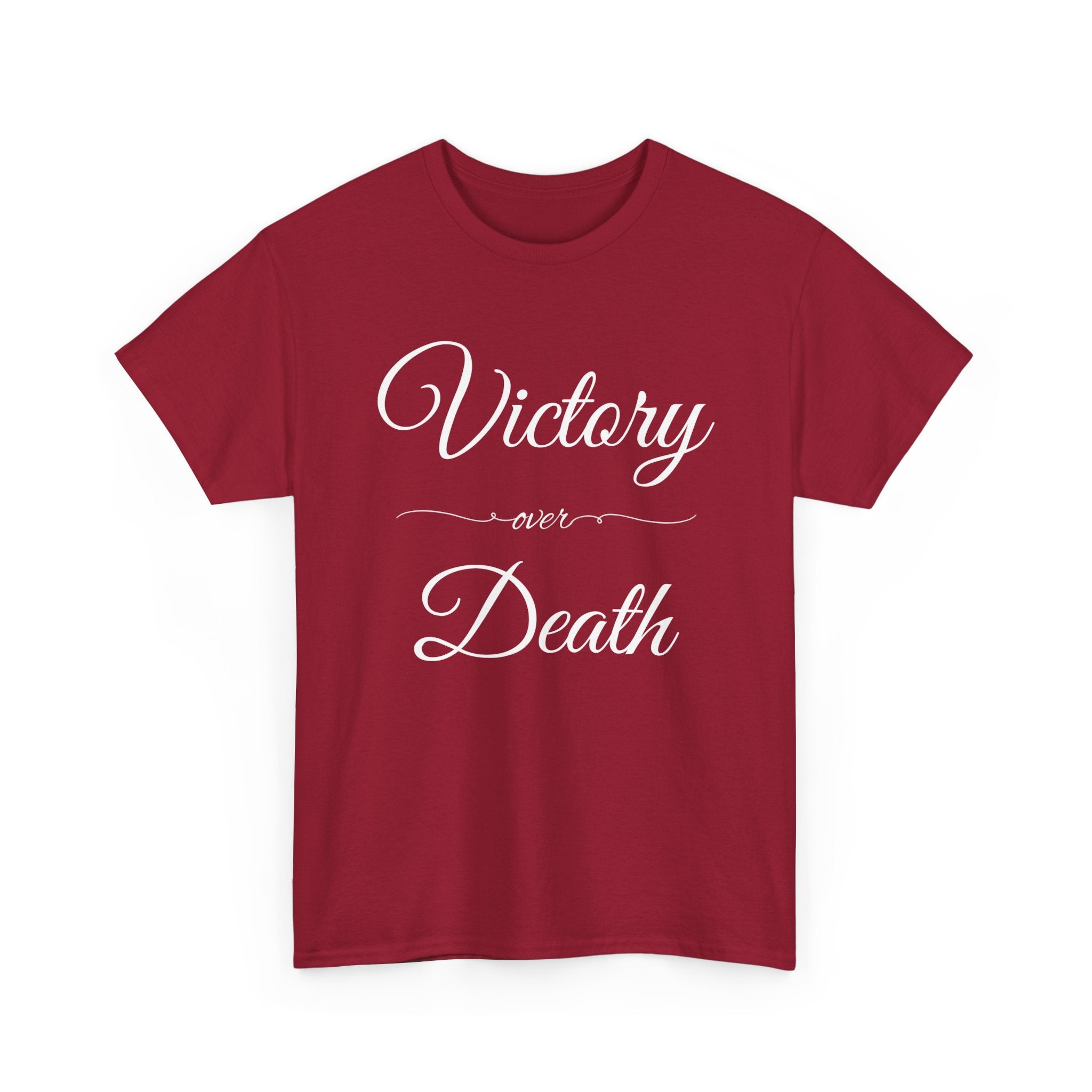 Victory Over Death Unisex Heavy Cotton Tee - Inspirational Quote Shirt, Casual Wear, Gift for Friends, Motivational Apparel, Everyday Comfort