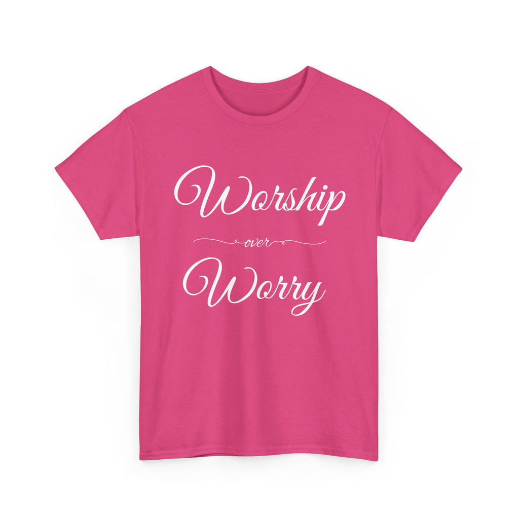 Worship Over Worry Unisex Heavy Cotton Tee - Inspirational T-Shirt, Motivational Apparel, Gift for Faith, Sunday Best, Everyday Comfort
