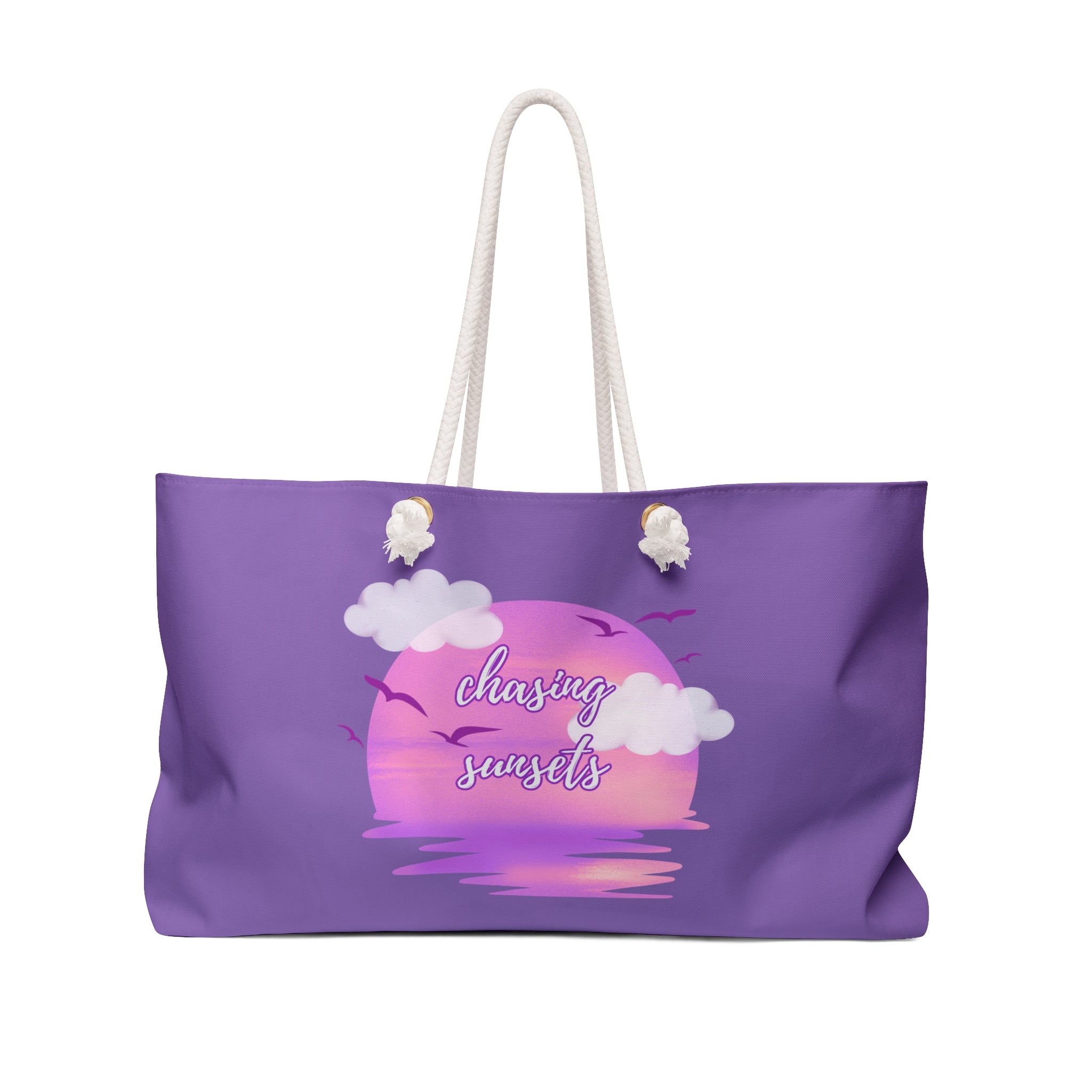 Light Purple Chasing Sunsets Weekender Bag – Perfect for Travel, Beach Days, Gym, Gifts
