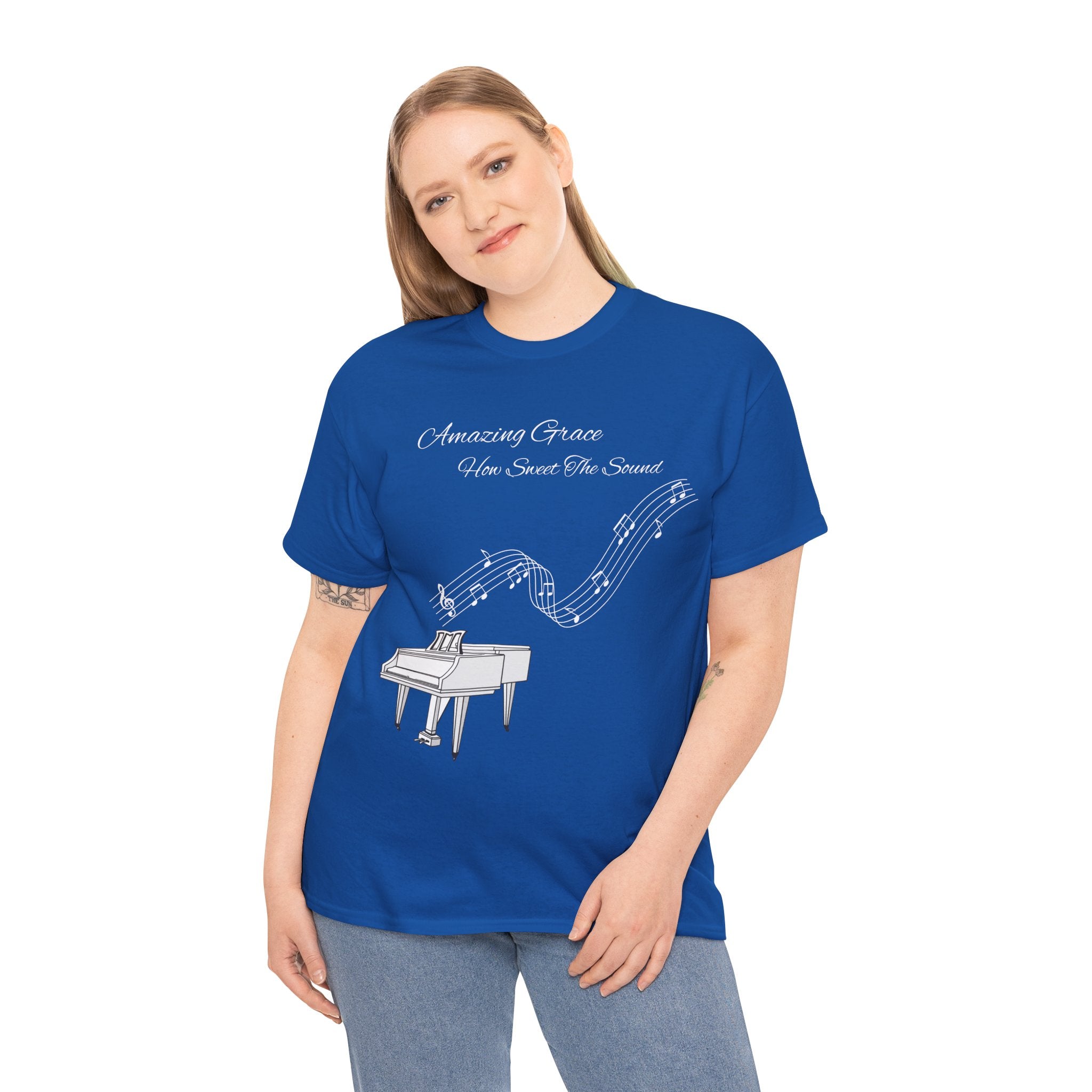 Music Lover's Unisex Tee - Amazing Grace Design, Perfect Gift for Musicians, Casual Wear, Music Event Shirt, Piano Lovers Top