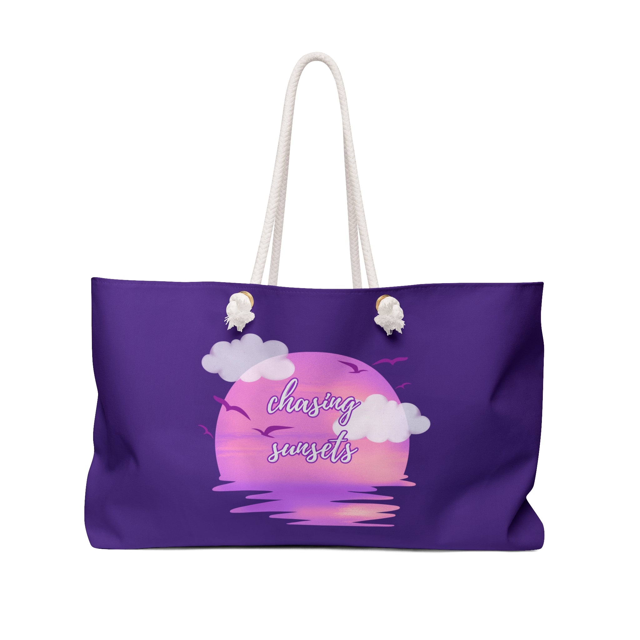Purple Chasing Sunsets Weekender Bag – Perfect for Travel, Beach Days, Gym, Gifts